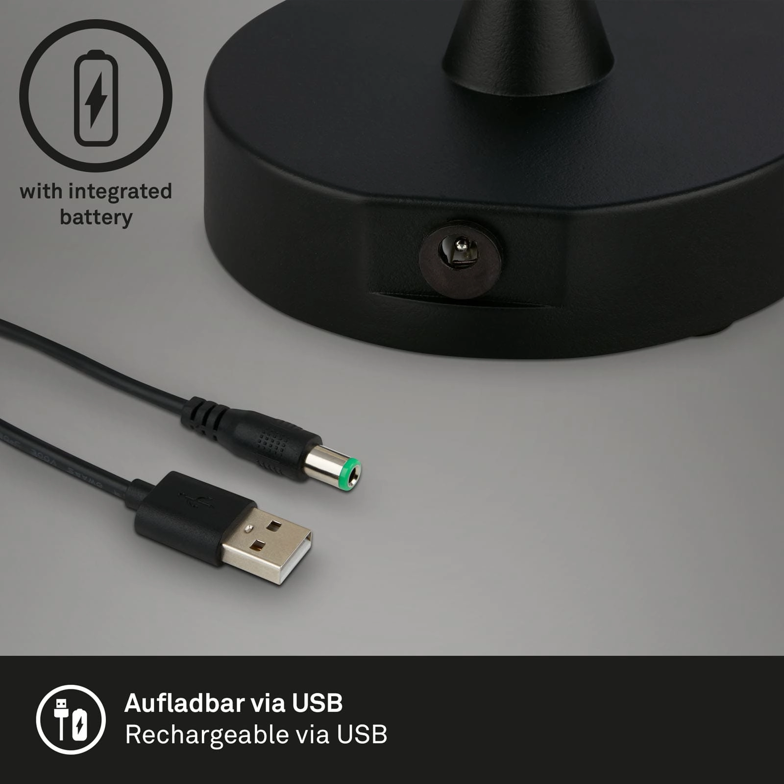 LED Akku Tischleuchte Ø12,5 cm, LED-Modul,  3W, 350 lm, Schwarz