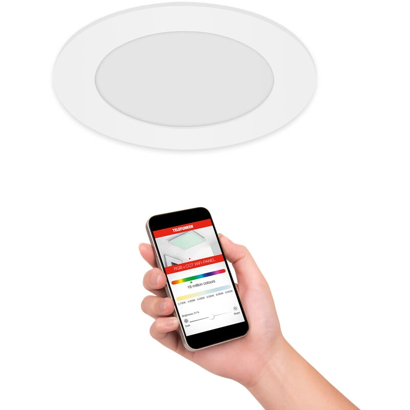 TELEFUNKEN Smart LED Einbauleuchte, Ø 12 cm, 6 W, Weiß