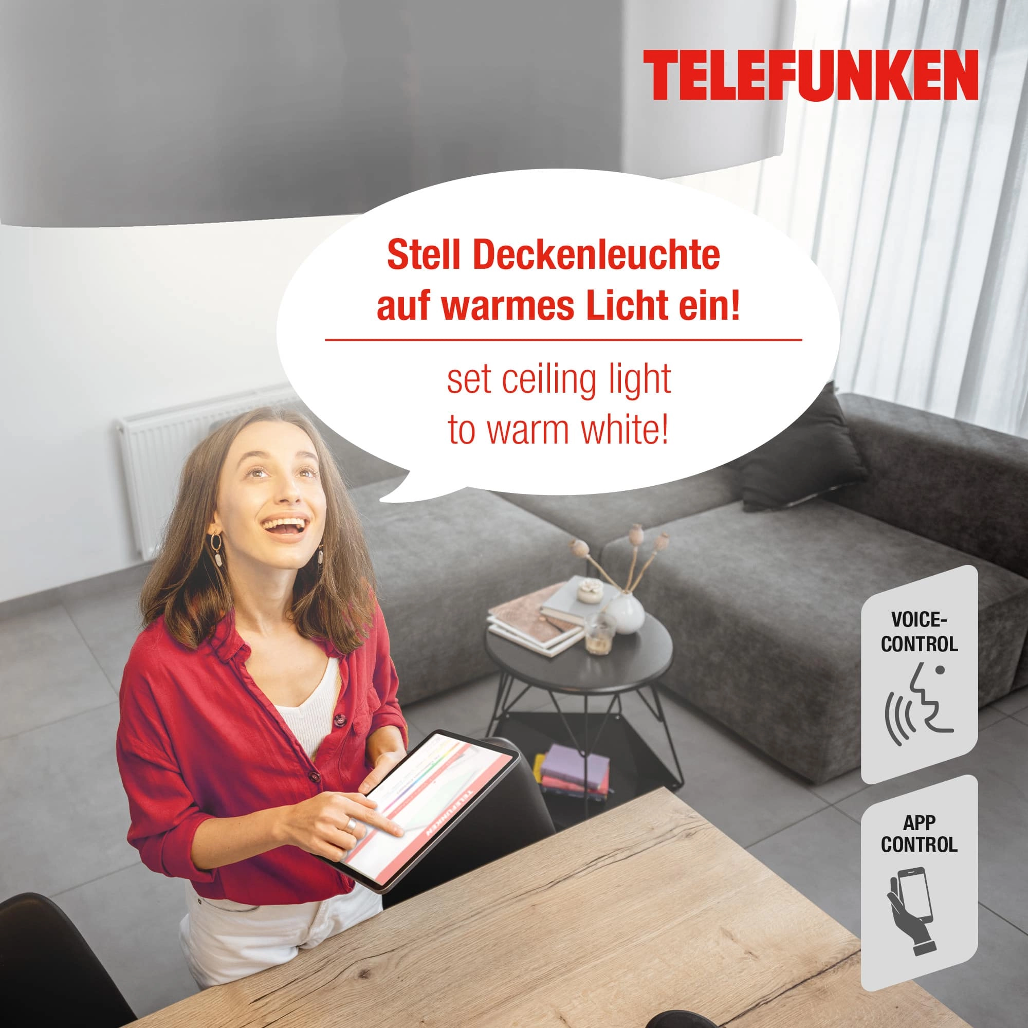 TELEFUNKEN Smart LED Einbauleuchte, Ø 12 cm, 6 W, Matt-Nickel