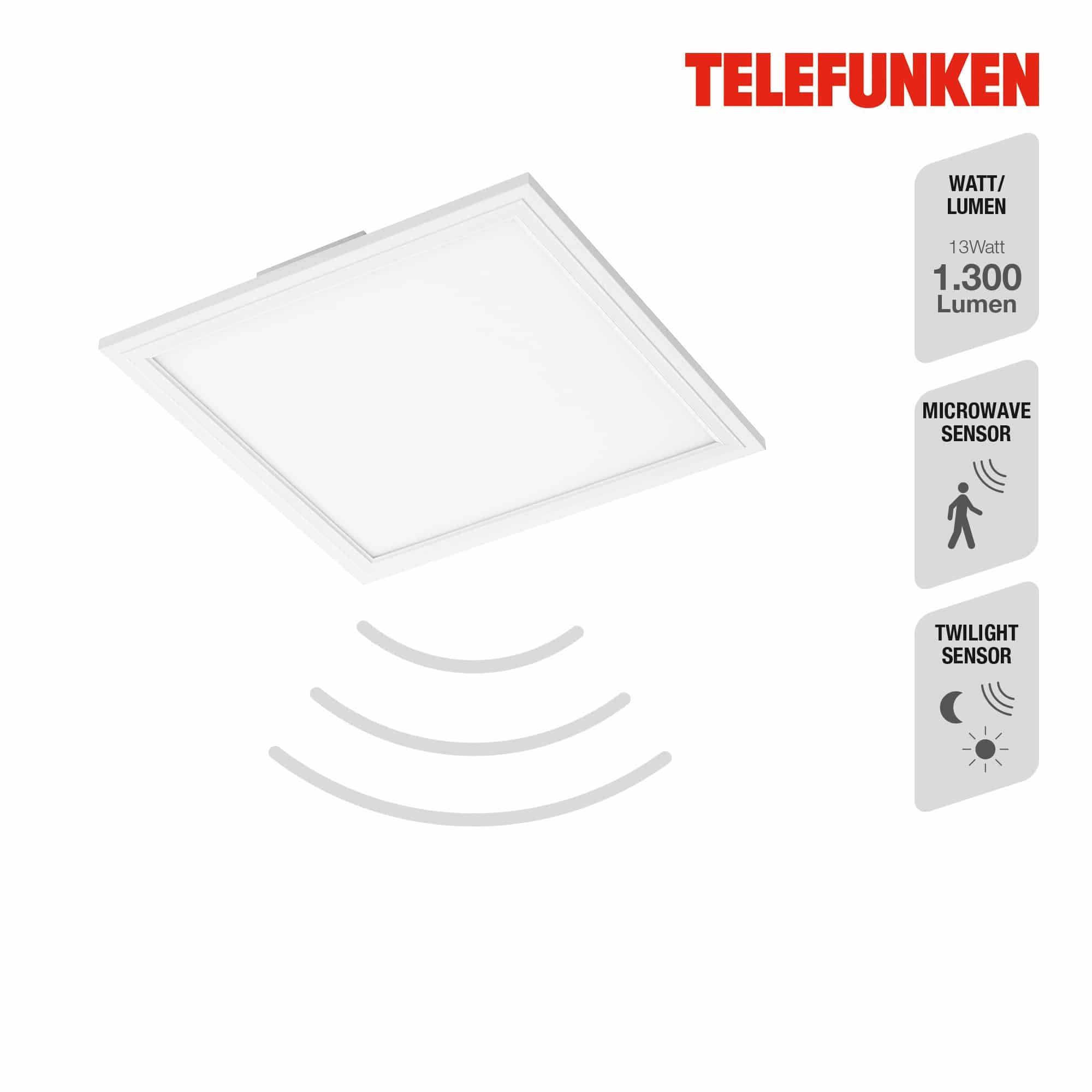 TELEFUNKEN Sensor LED Panel, 29,5 cm, 13 W, Weiß