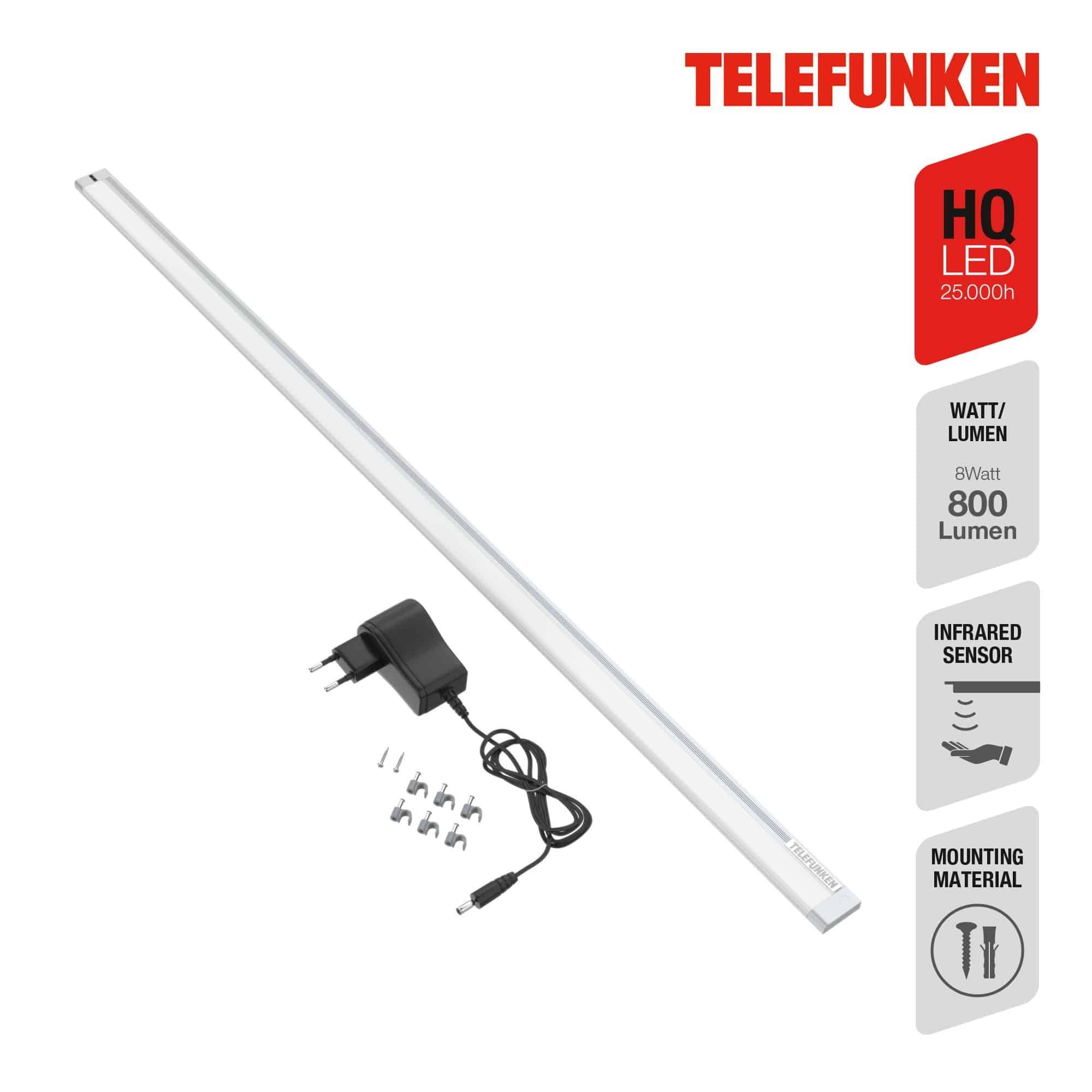 TELEFUNKEN LED Unterbauleuchte, 87,3 cm, 10 W, Silber