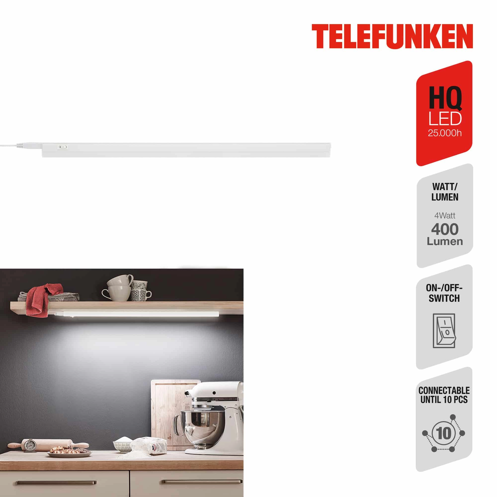 TELEFUNKEN LED Unterbauleuchte, 57,3 cm, 8 W, Weiß