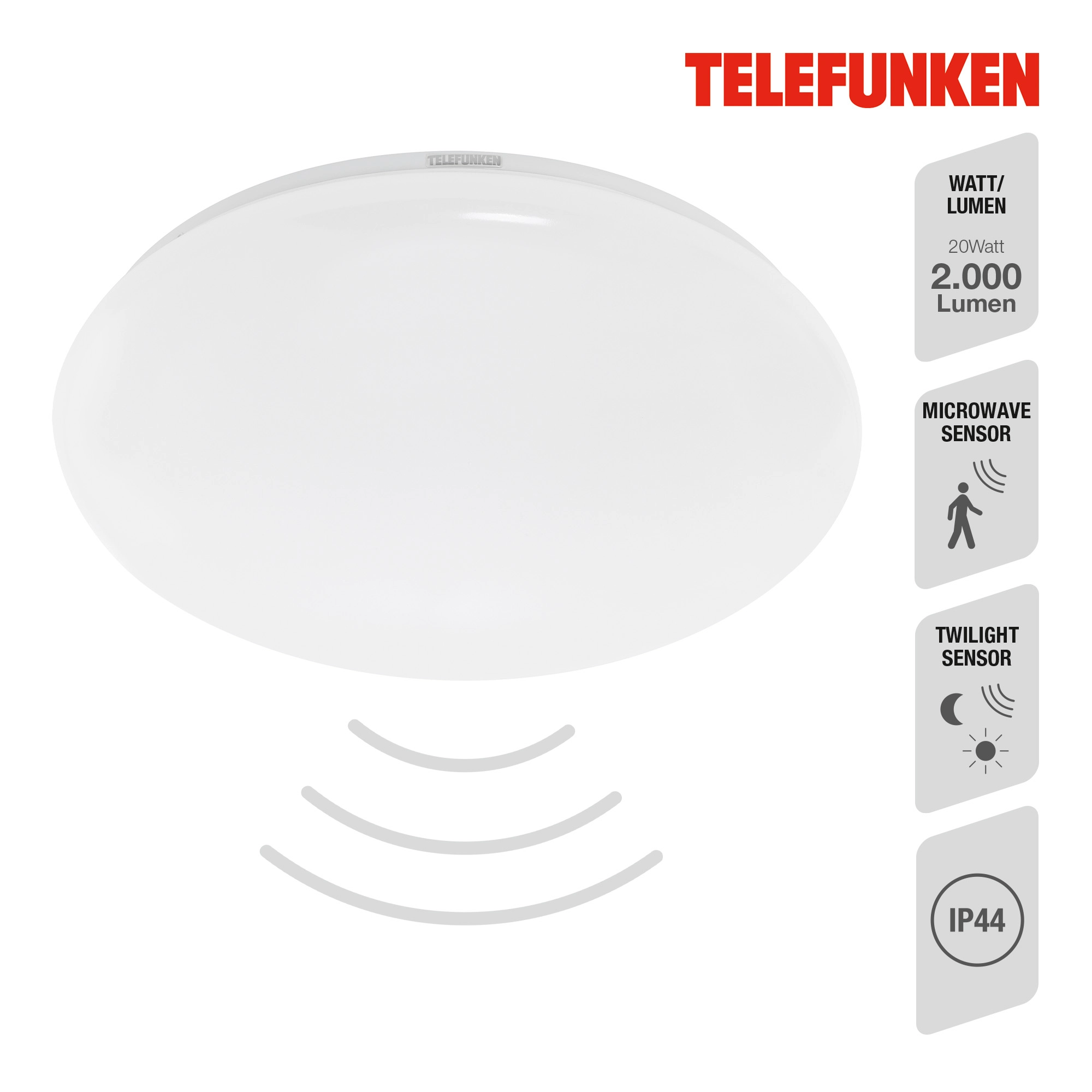 TELEFUNKEN LED Deckenleuchte, Ø 40 cm, 20 W, Weiß