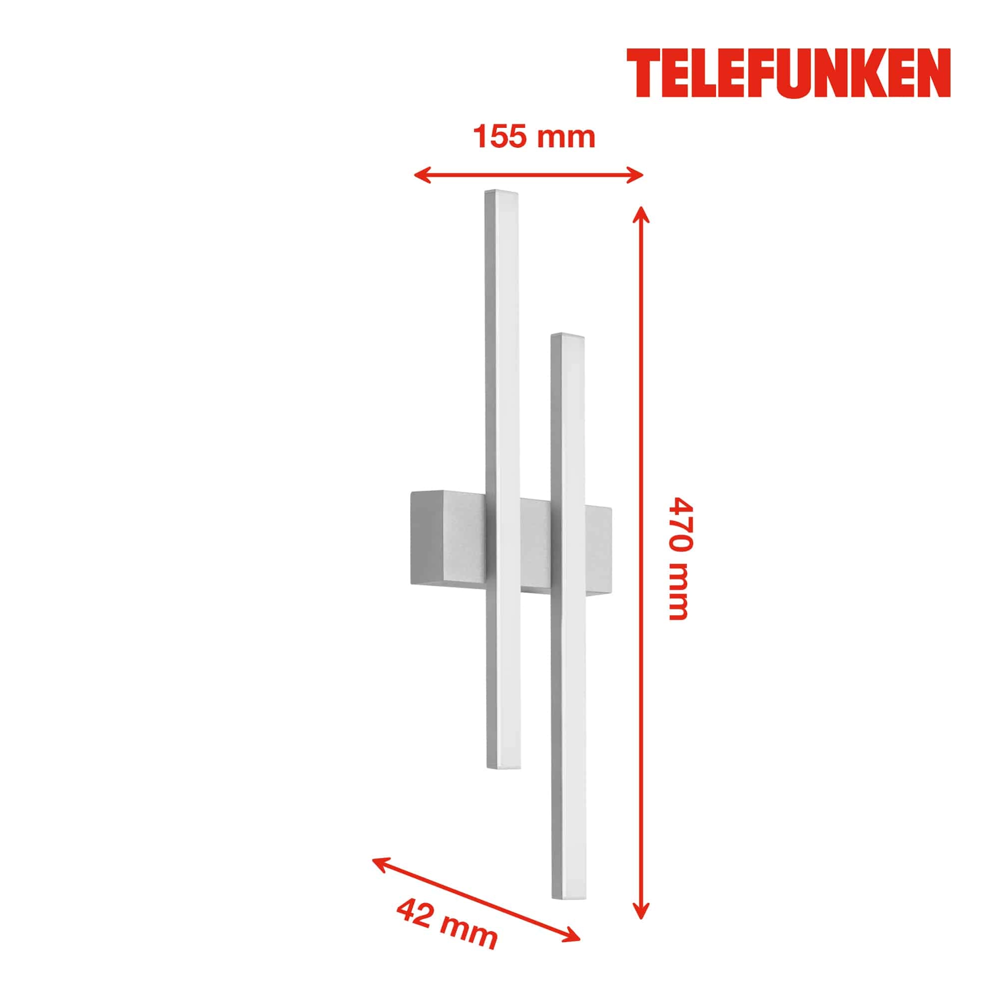 TELEFUNKEN LED Außenwandleuchte, 47 cm, 8 W, Silber