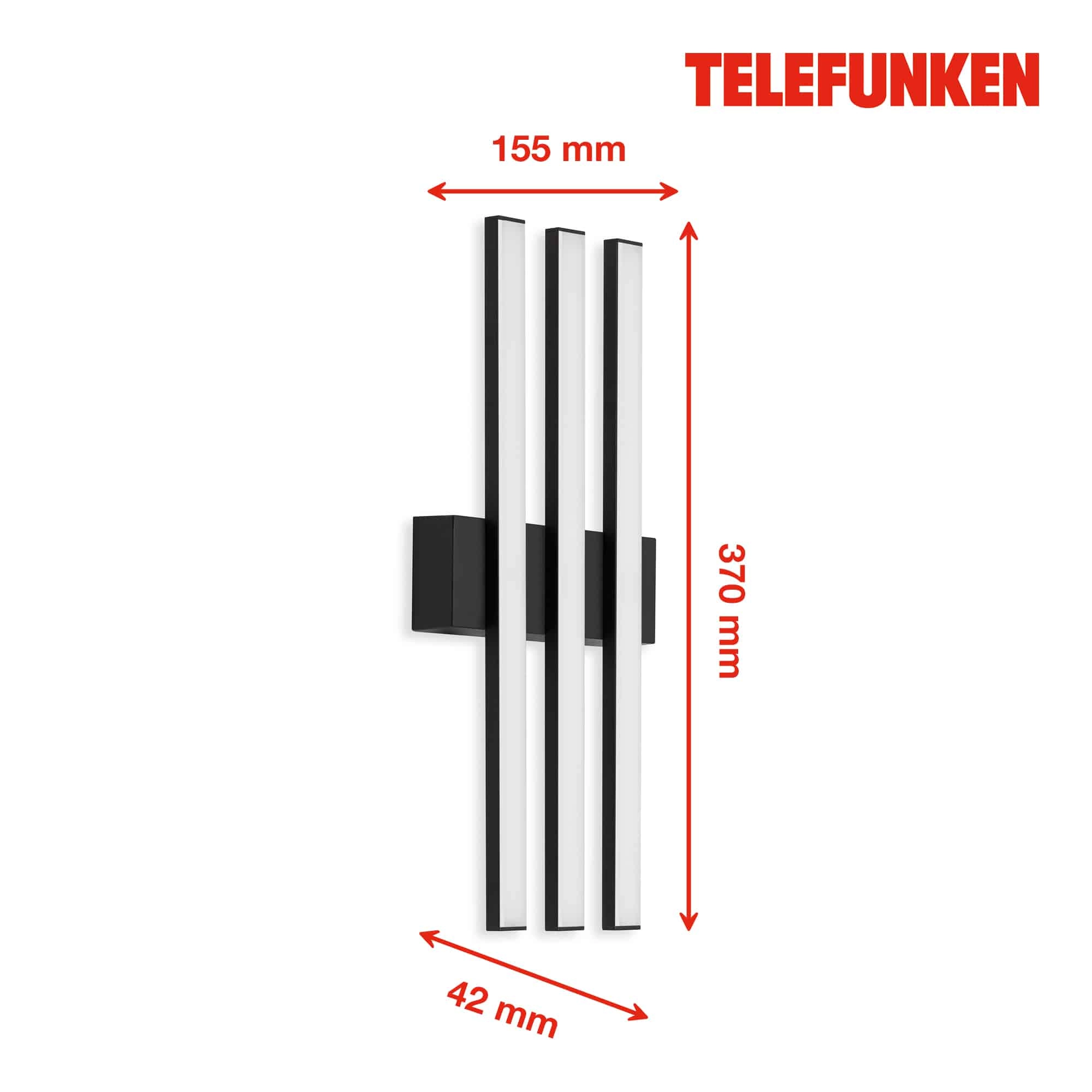 TELEFUNKEN LED Außenwandleuchte, 37 cm, 12 W, Schwarz