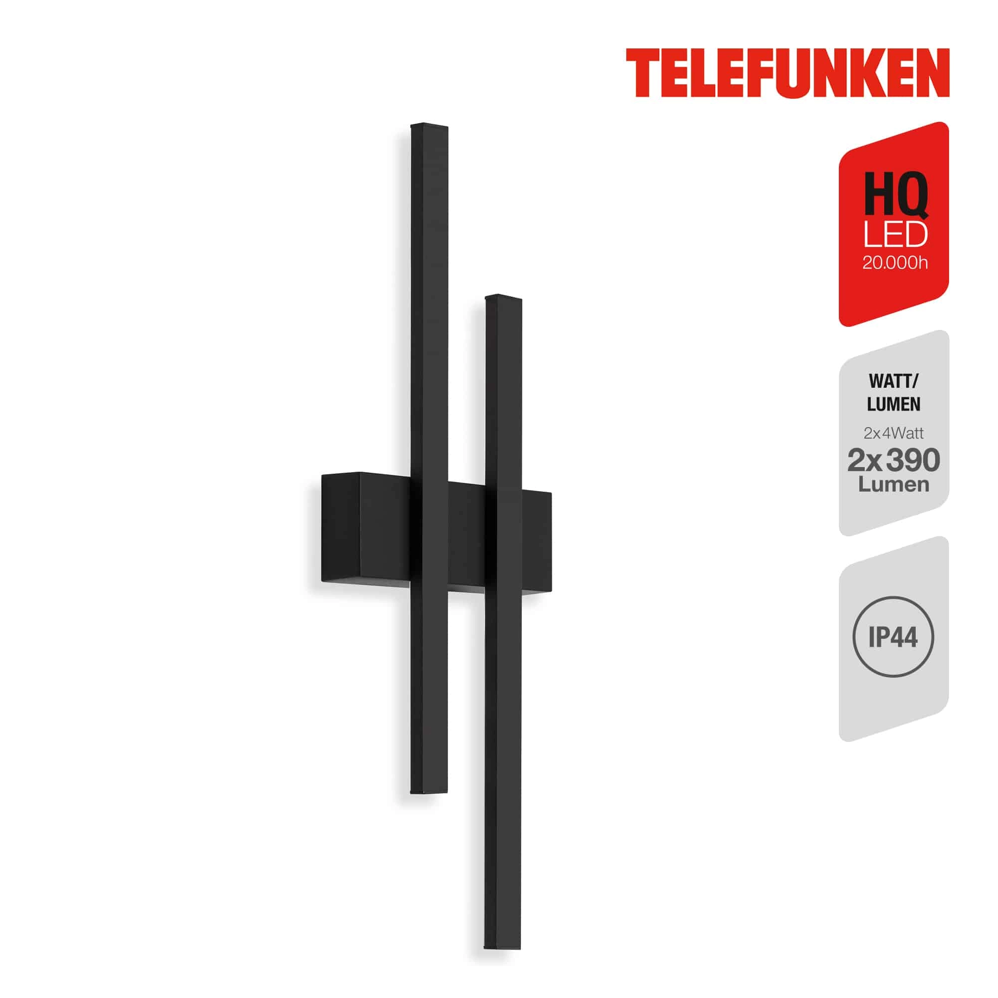 TELEFUNKEN LED Außenwandleuchte, 47 cm, 8 W, Schwarz