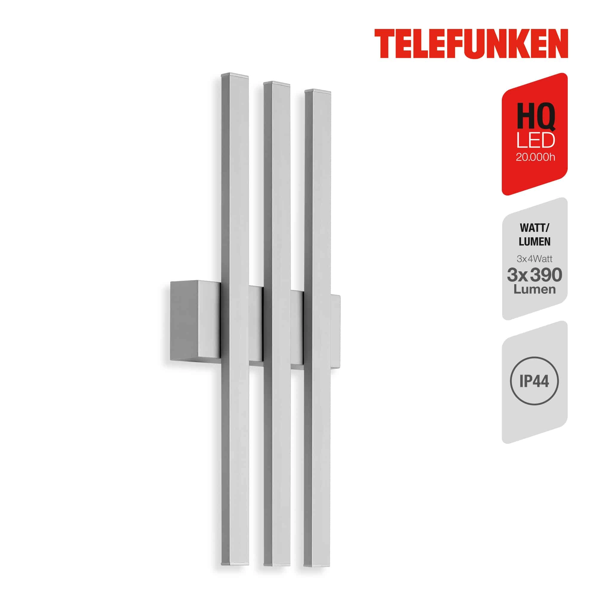 TELEFUNKEN LED Außenwandleuchte, 37 cm, 12 W, Silber