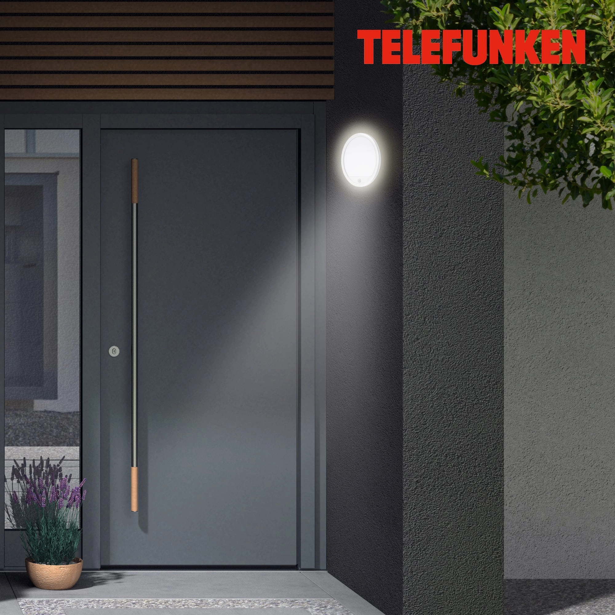 TELEFUNKEN LED Außenwandleuchte, Ø 28 cm, 15 W, Weiß
