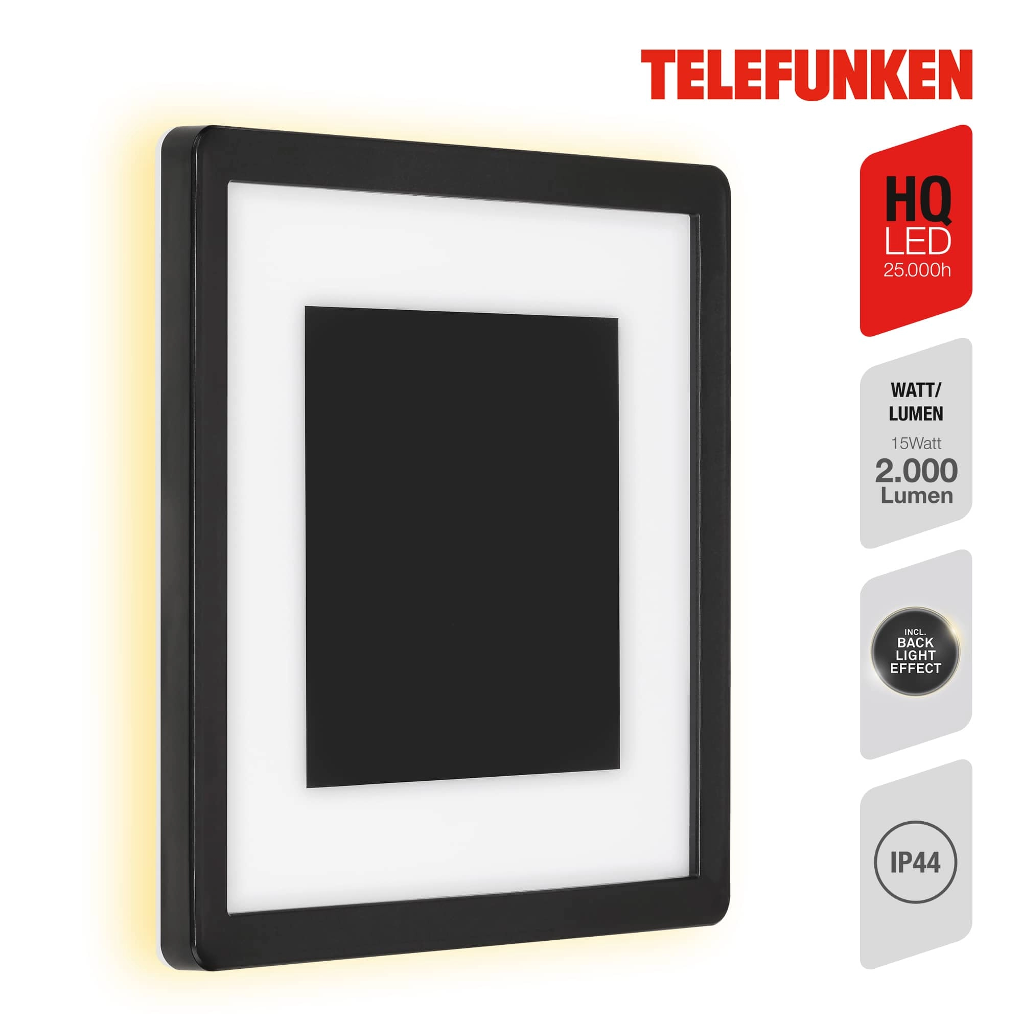TELEFUNKEN LED Außenwandleuchte, 25 cm, 15 W, Schwarz