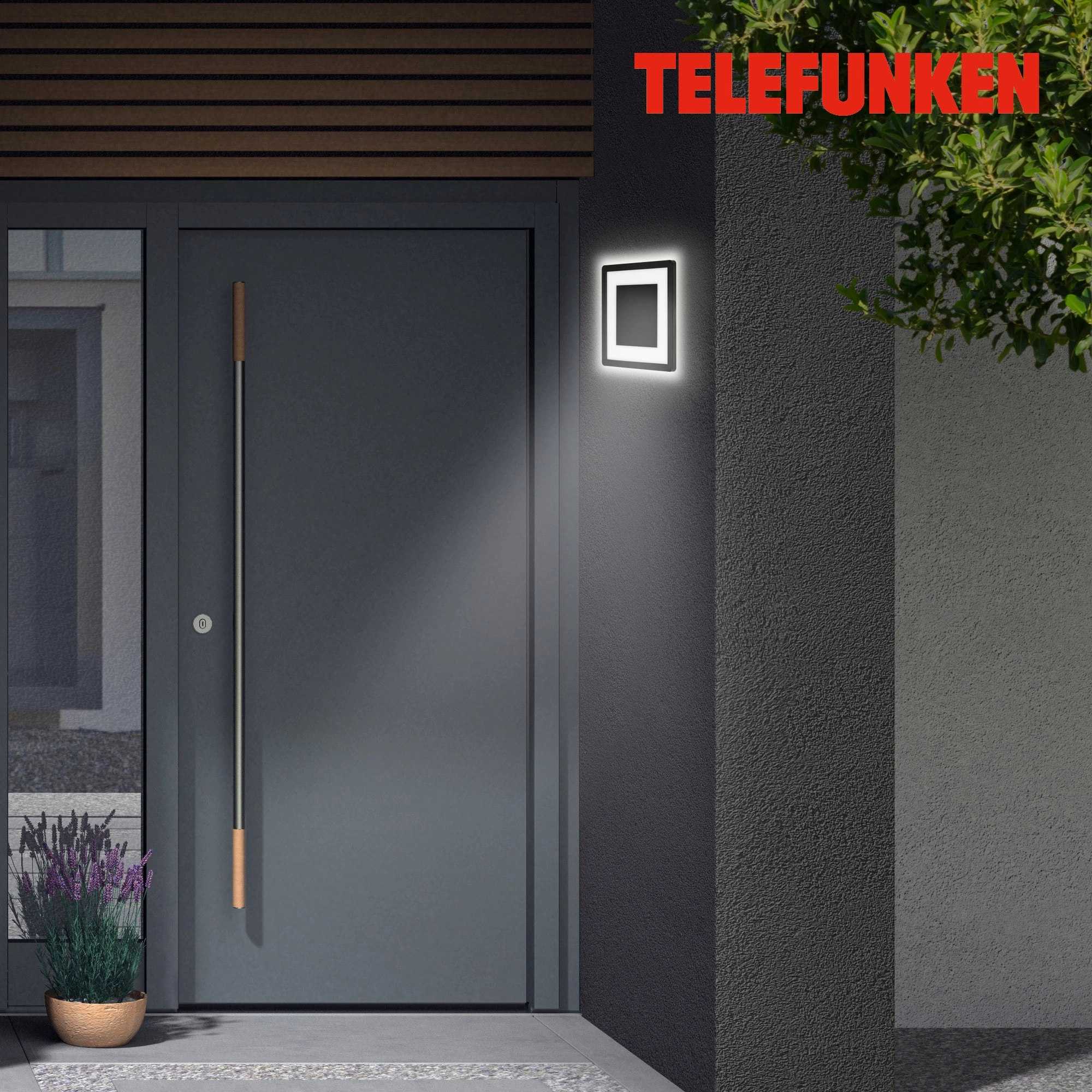 TELEFUNKEN LED Außenwandleuchte, 25 cm, 15 W, Schwarz