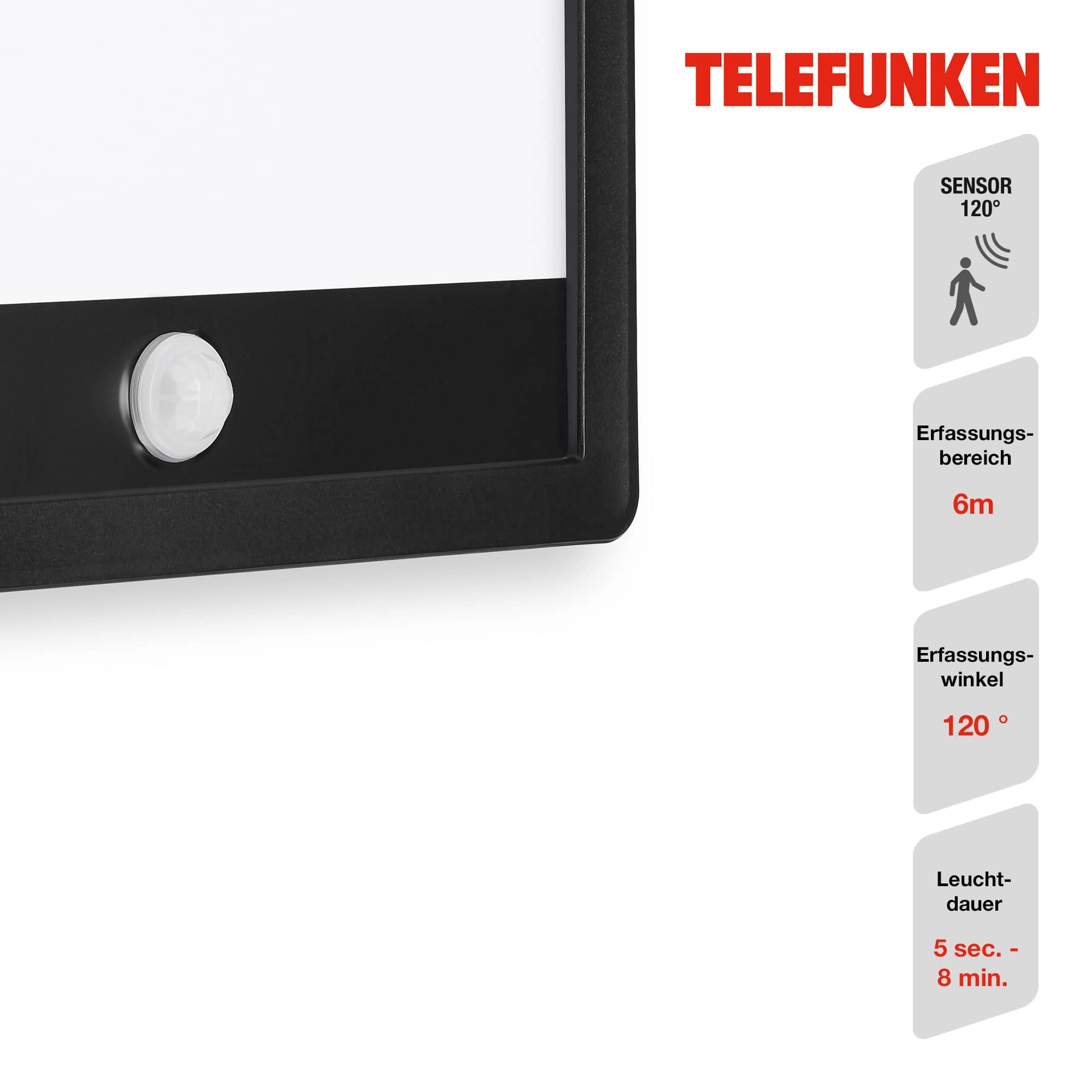 TELEFUNKEN LED Außenwandleuchte, 25 cm, 15 W, Schwarz