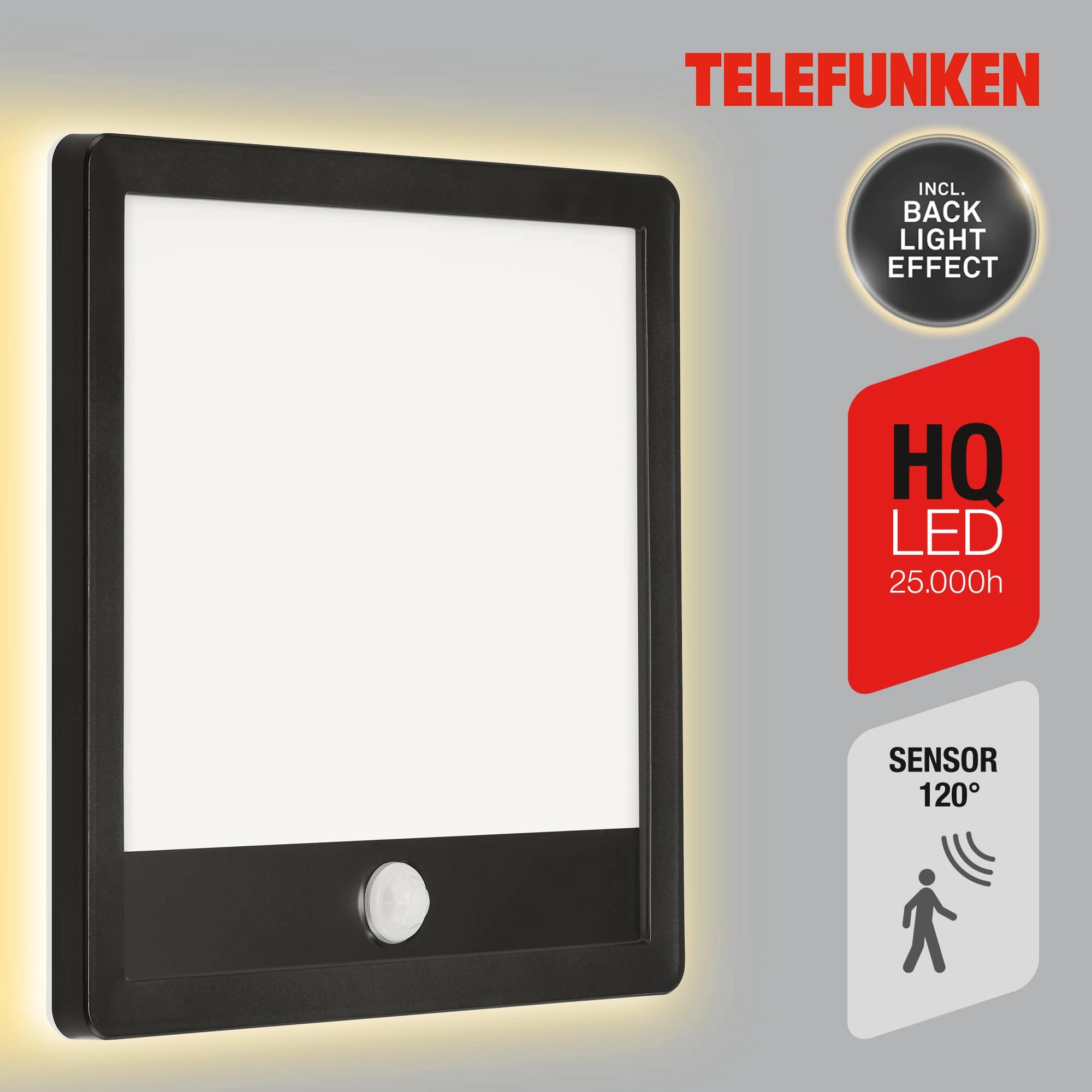 TELEFUNKEN LED Außenwandleuchte, 25 cm, 15 W, Schwarz