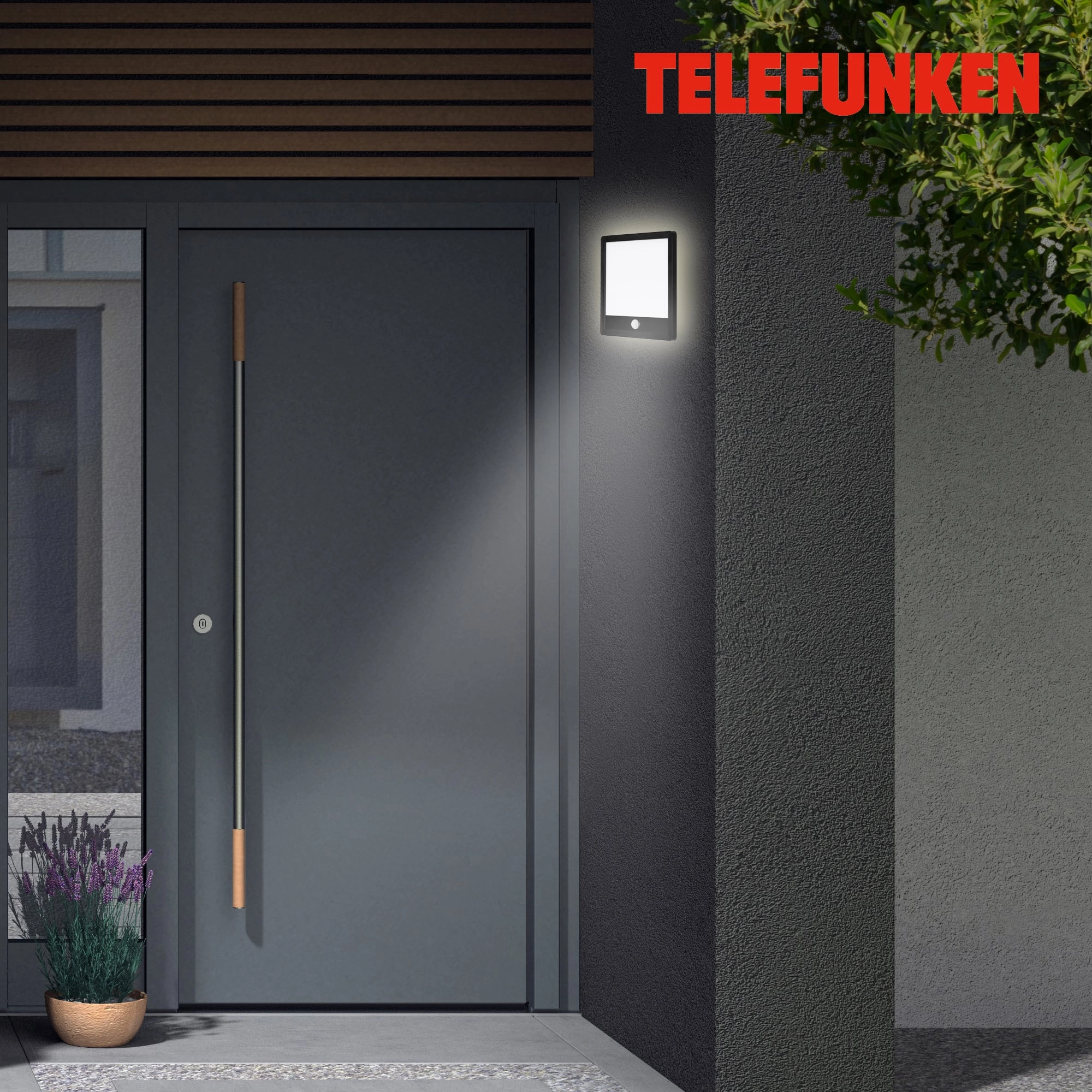 TELEFUNKEN LED Außenwandleuchte, 25 cm, 15 W, Schwarz