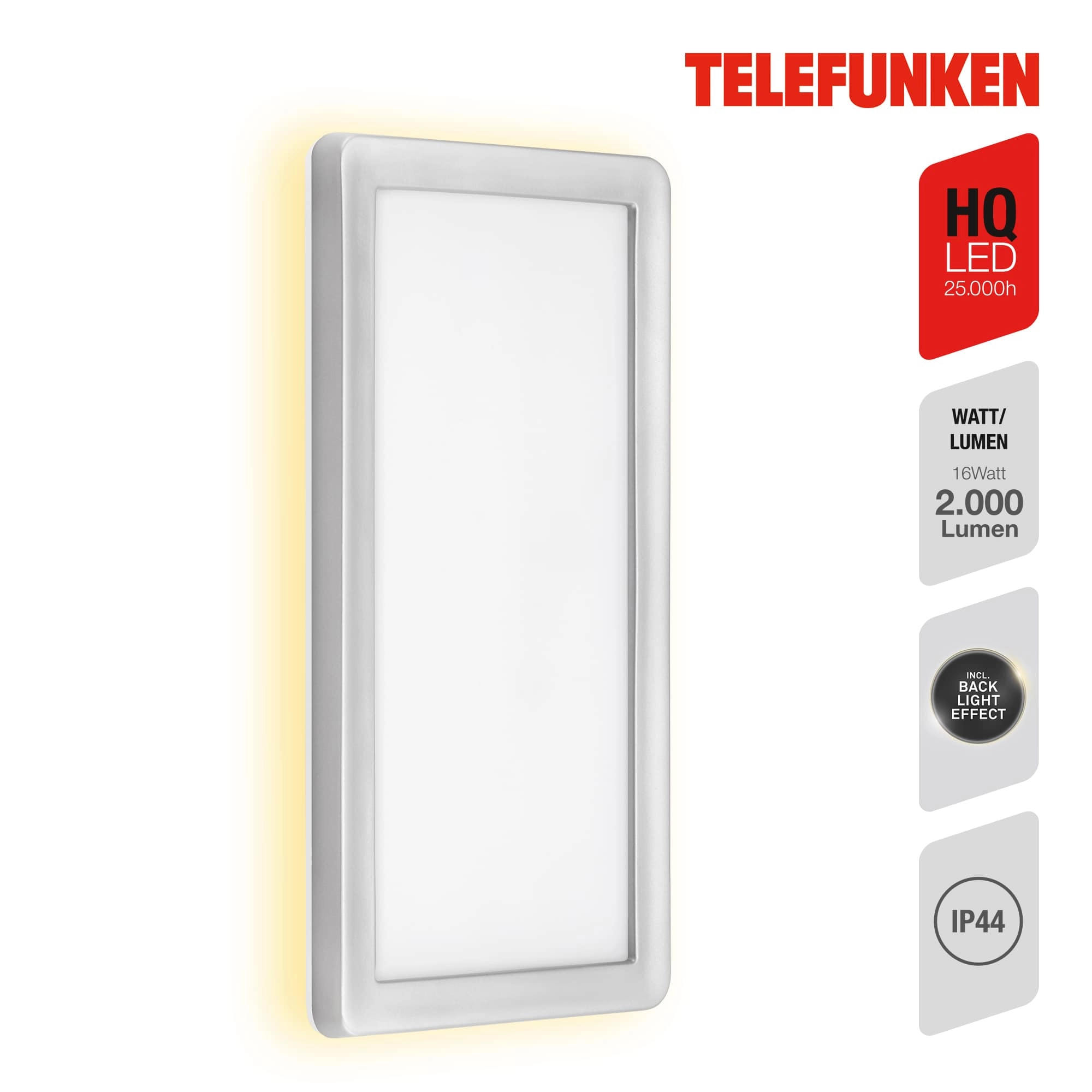 TELEFUNKEN LED Außenwandleuchte, 28 cm, 16 W, Silber