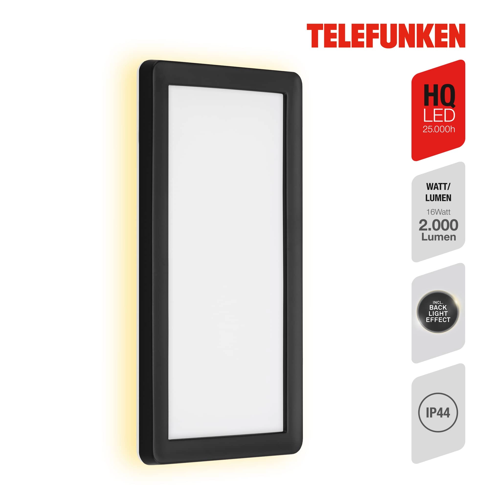 TELEFUNKEN LED Außenwandleuchte, 28 cm, 16 W, Schwarz