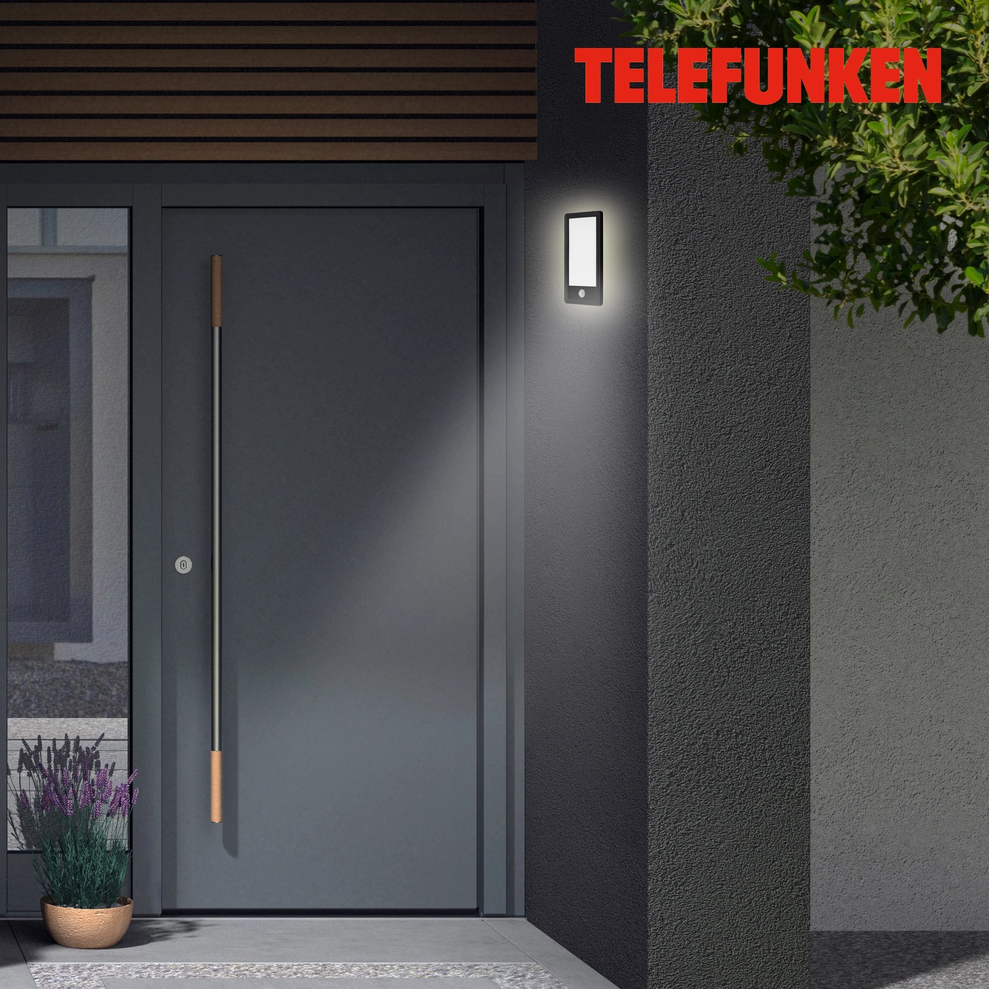 TELEFUNKEN LED Sensor Außenwandleuchte, 28 cm, 16 W, Schwarz
