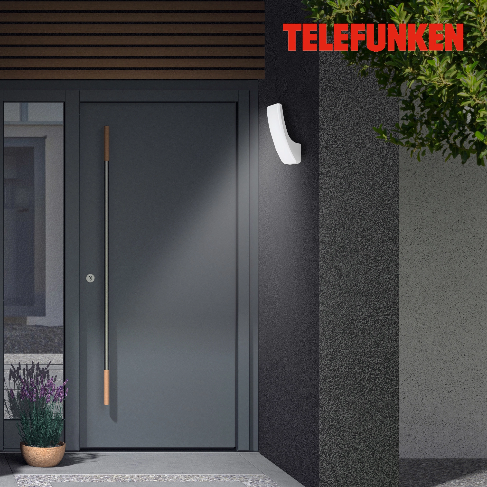 TELEFUNKEN LED Außenwandleuchte, 33,2 cm, 15 W, Silber