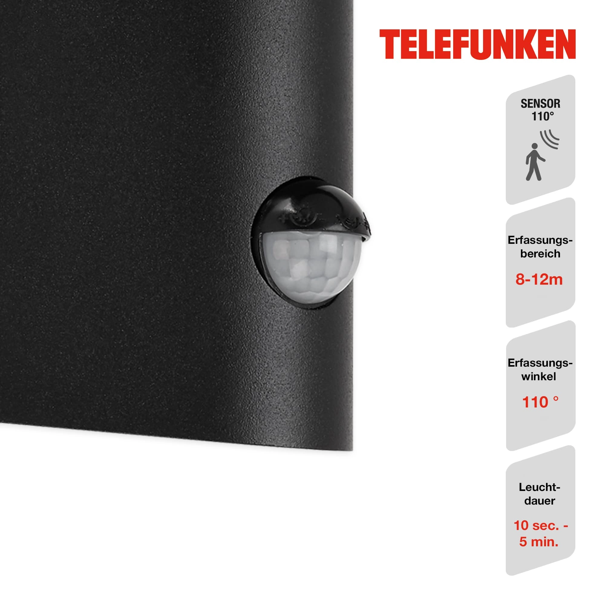 TELEFUNKEN LED Außenwandleuchte, 18 cm, 10 W, Schwarz