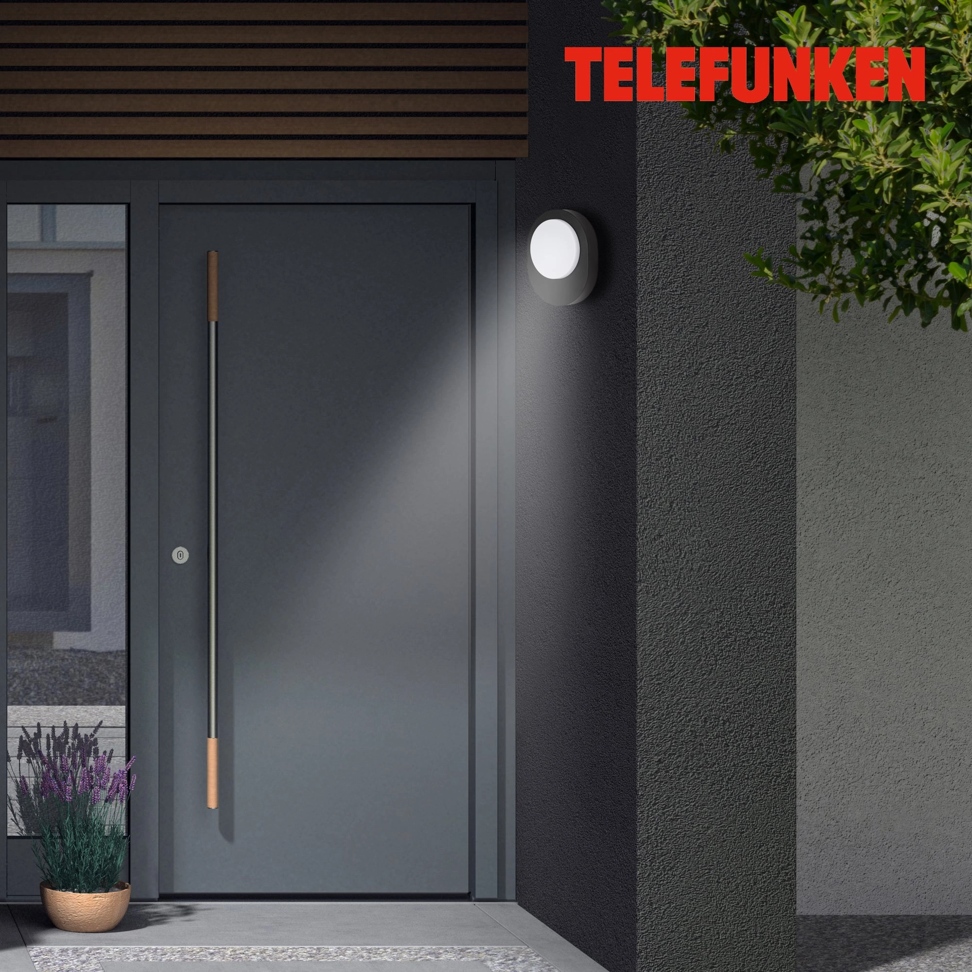 TELEFUNKEN LED Außenwandleuchte, 20 cm, 8 W, Schwarz