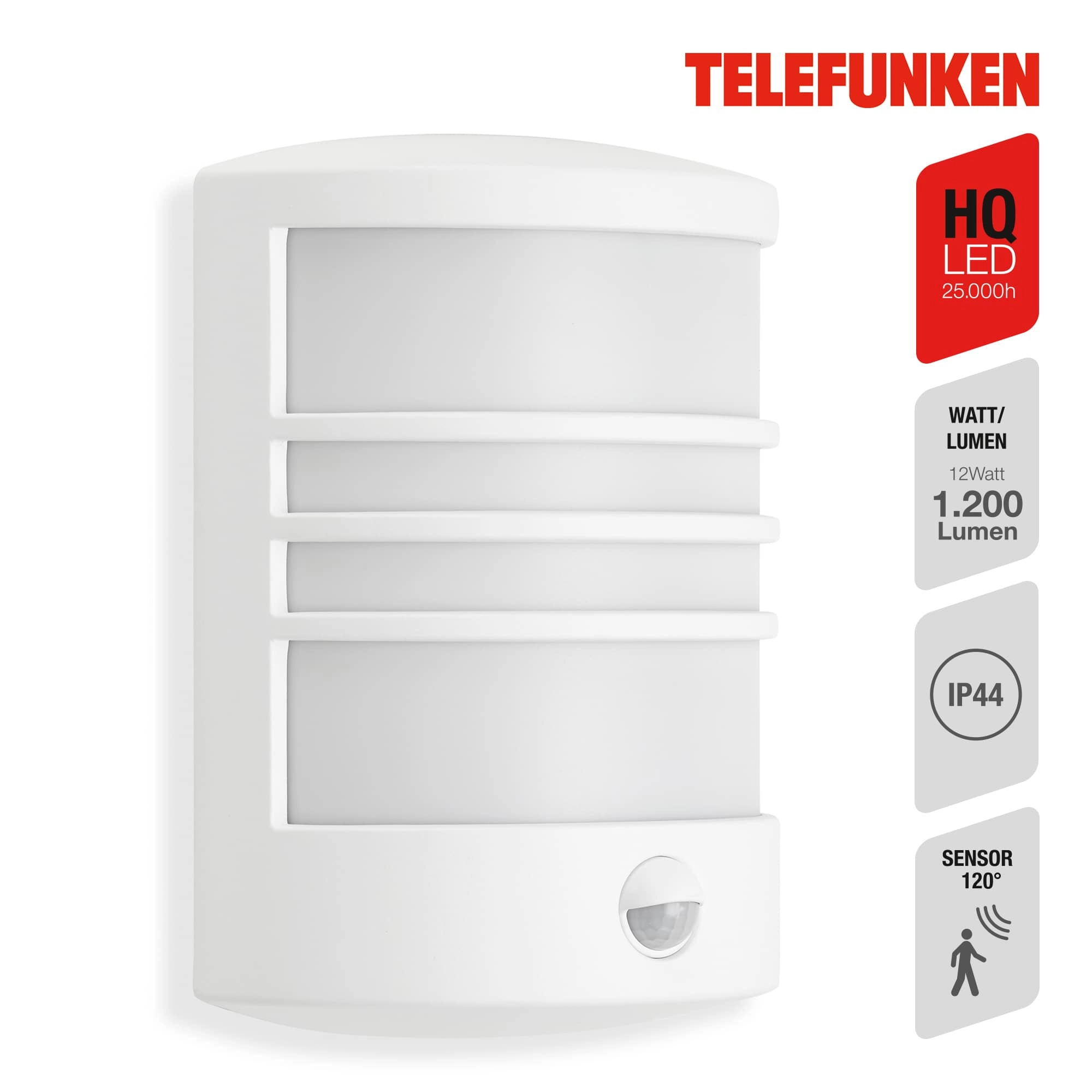 TELEFUNKEN LED Außenwandleuchte, 18 cm, 12 W, Weiß