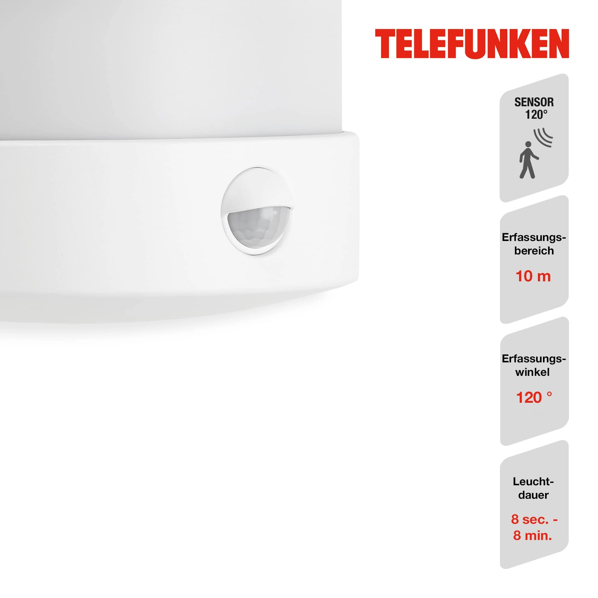 TELEFUNKEN LED Außenwandleuchte, 18 cm, 12 W, Weiß