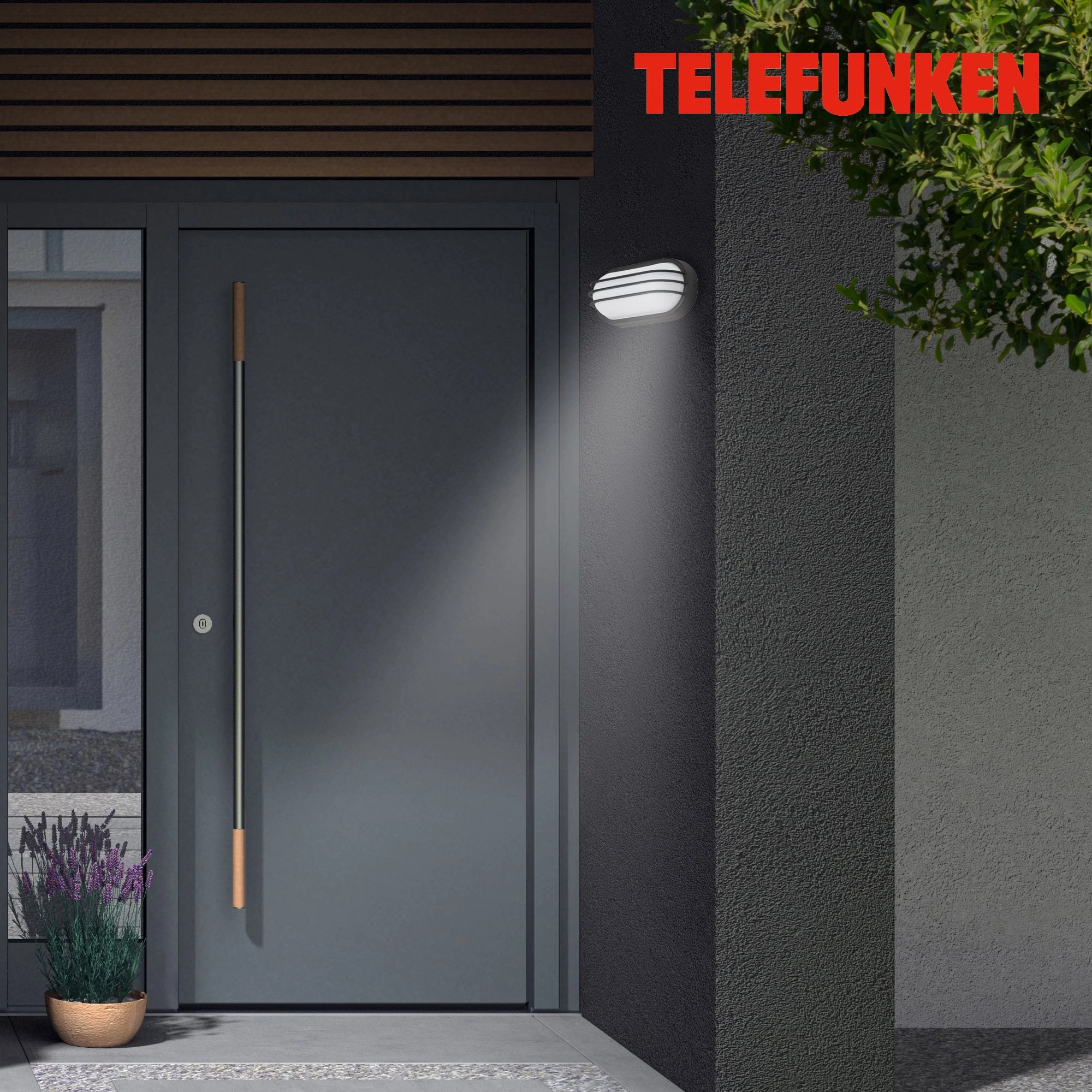 TELEFUNKEN LED Außenwandleuchte, 24 cm, 12 W, Schwarz