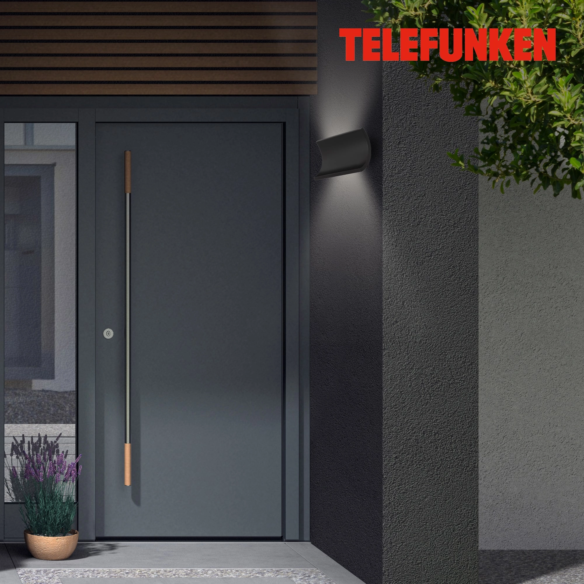 TELEFUNKEN LED Außenwandleuchte, 19,7 cm, 12 W, Schwarz