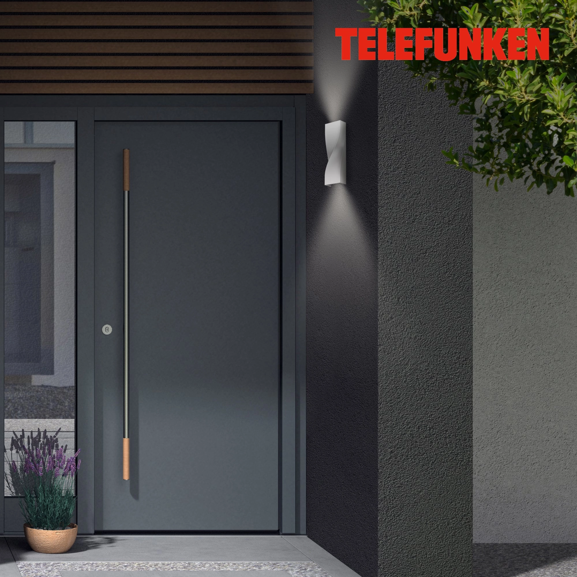 TELEFUNKEN LED Außenwandleuchte, 26 cm, 12 W, Silber