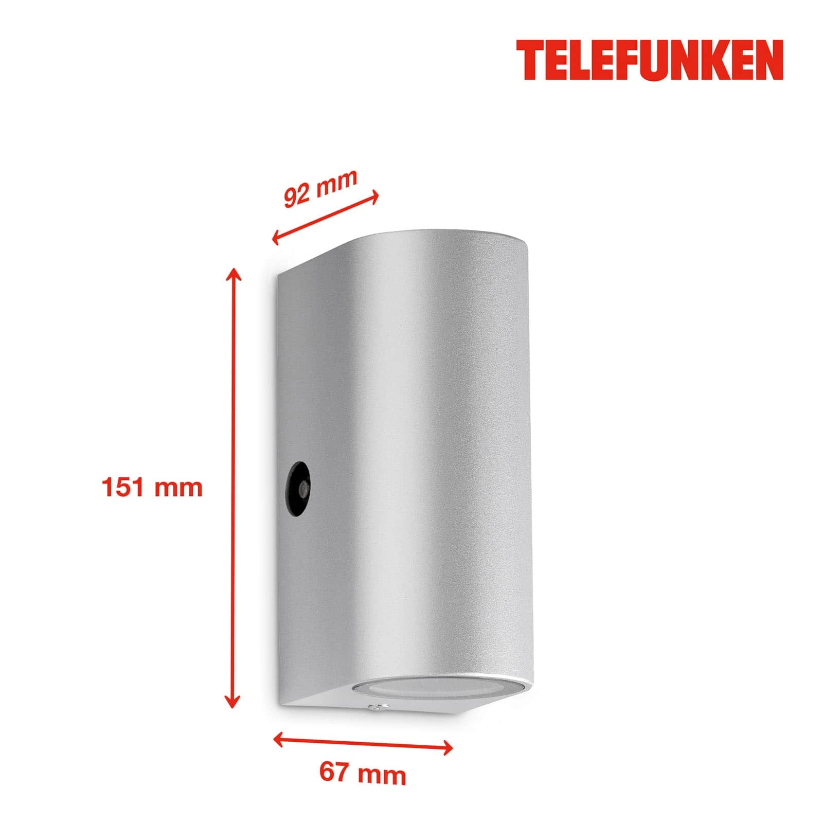 TELEFUNKEN LED Sensor Außenwandleuchte, 15,1 cm, 10 W, Silber