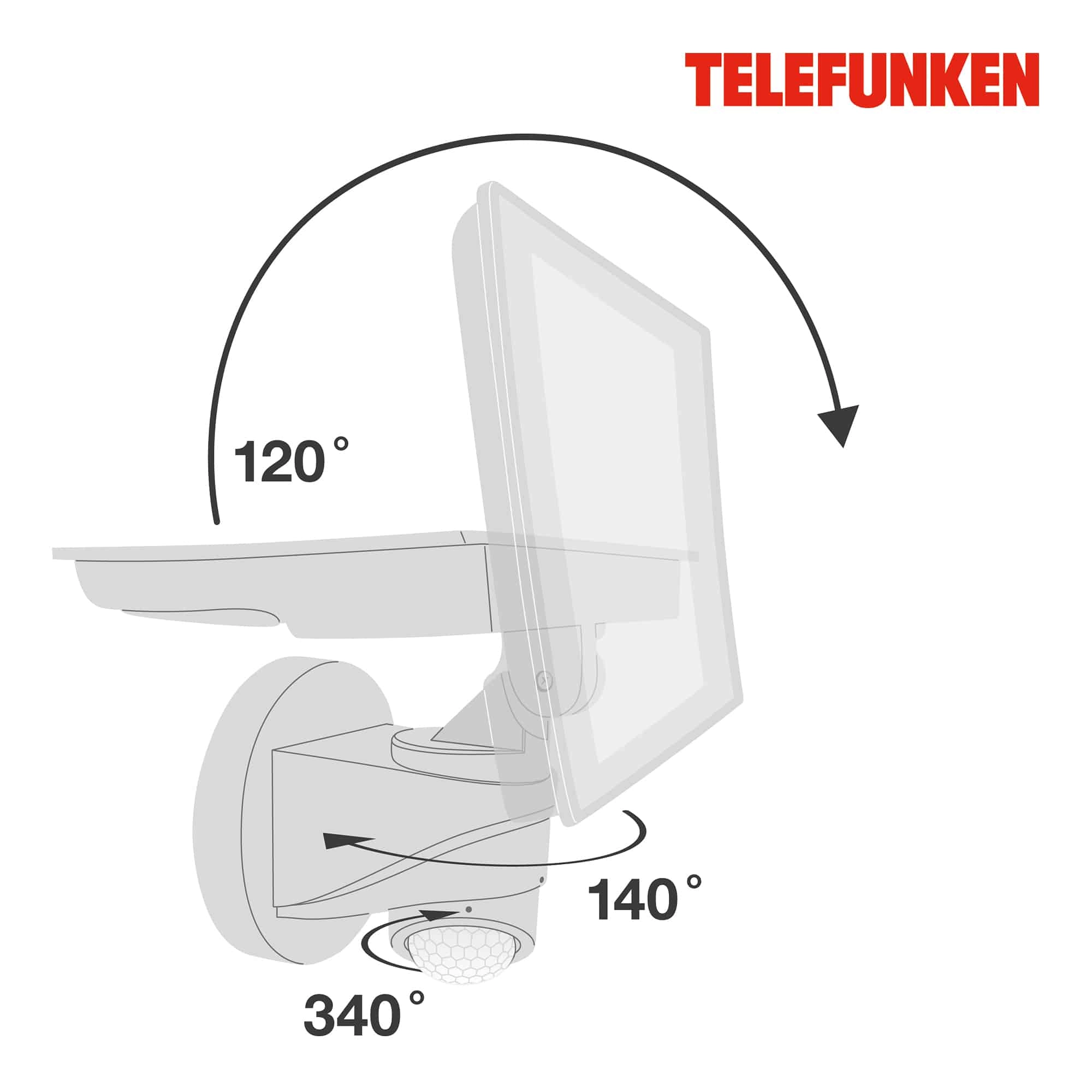 TELEFUNKEN LED Sensor Außenstrahler, 26,3 cm, 20 W, Schwarz
