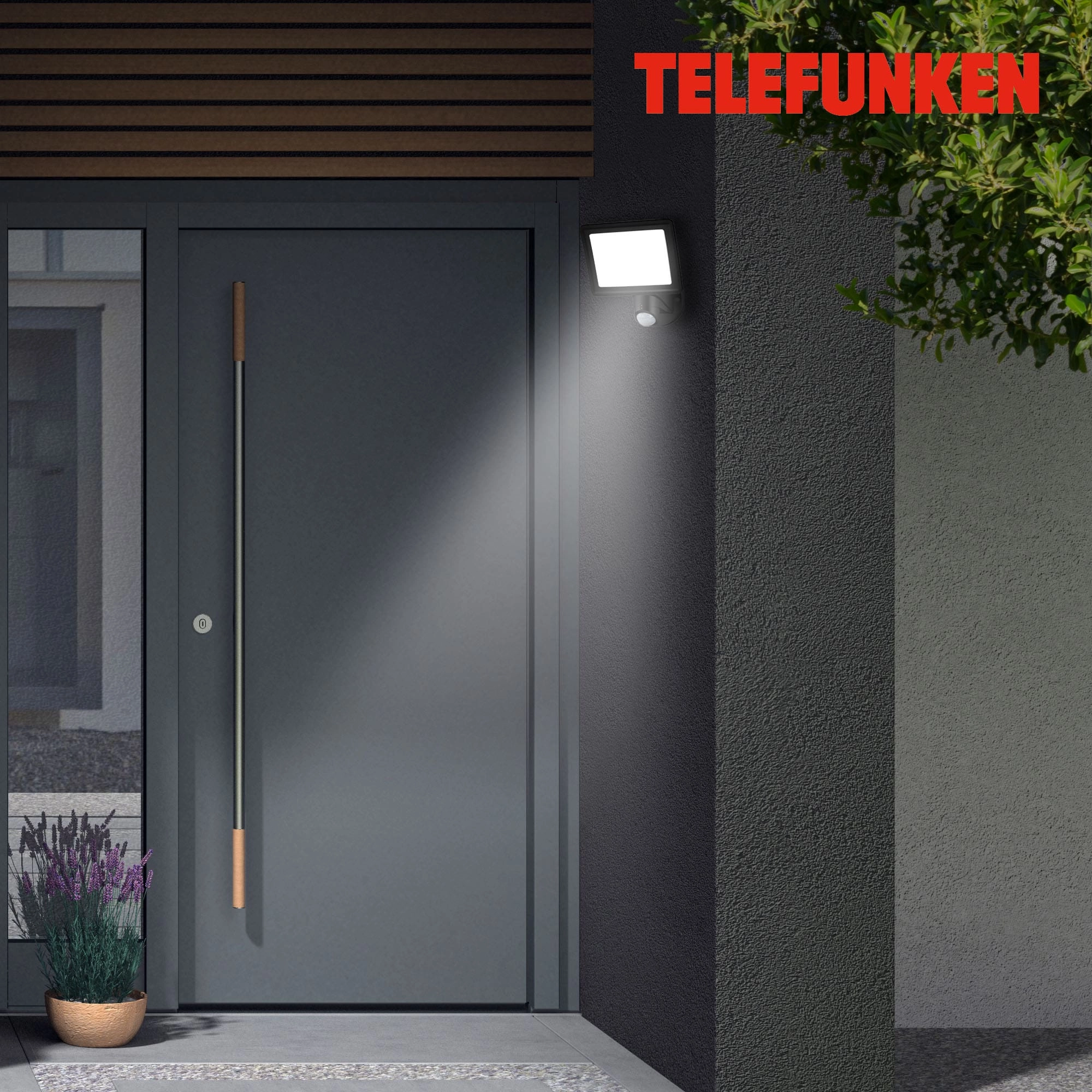 TELEFUNKEN LED Sensor Außenstrahler, 26,3 cm, 20 W, Schwarz
