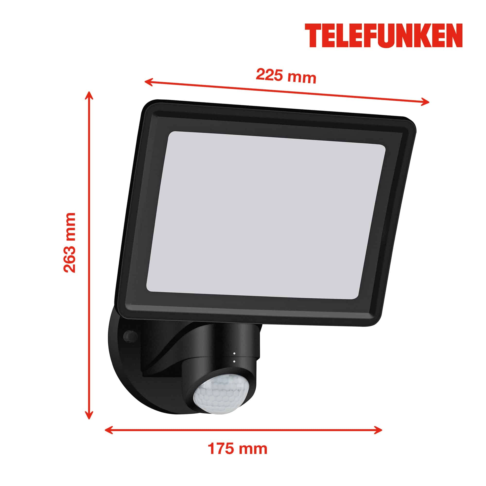 TELEFUNKEN LED Sensor Außenstrahler, 26,3 cm, 20 W, Schwarz