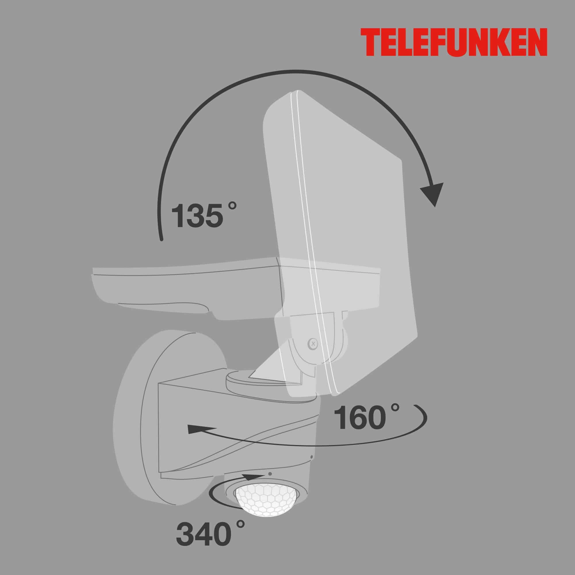 TELEFUNKEN LED Sensor Außenstrahler, 24 cm, 16 W, Silber