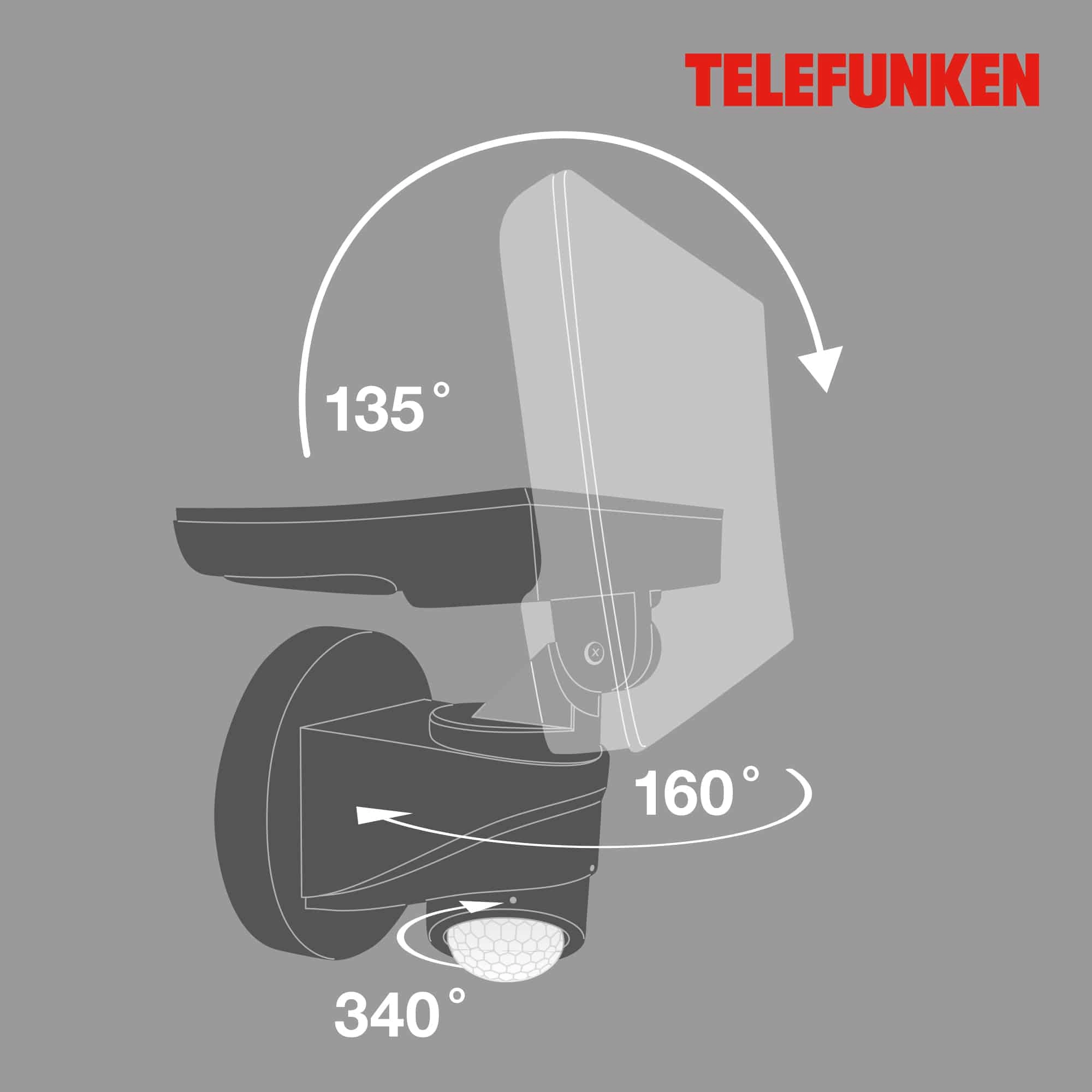 TELEFUNKEN LED Sensor Außenstrahler, 24 cm, 16 W, Schwarz