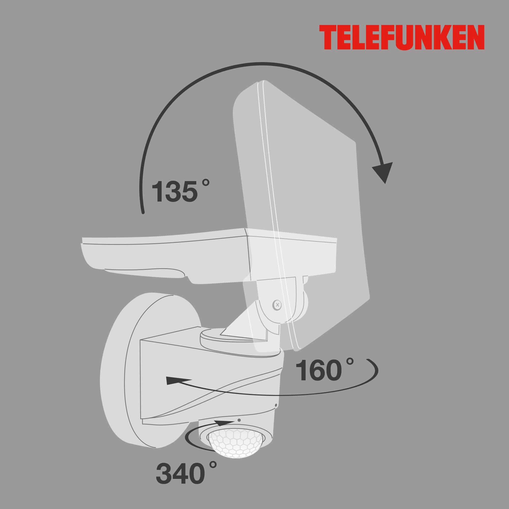 TELEFUNKEN LED Sensor Außenstrahler, 24 cm, 16 W, Weiß