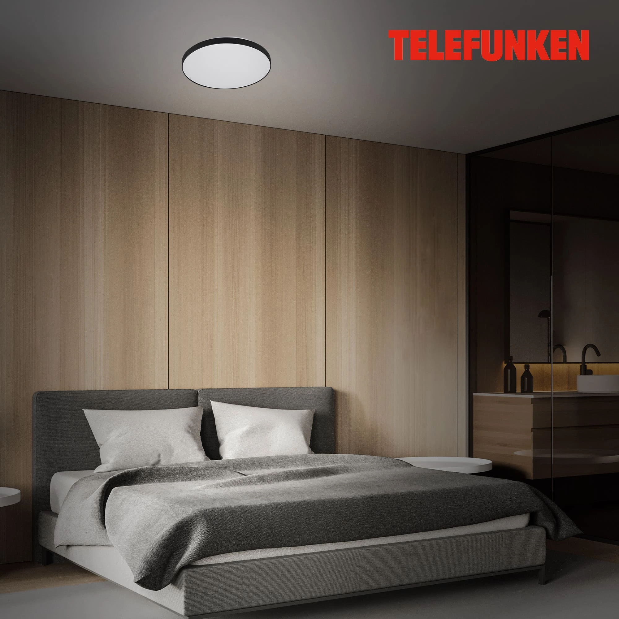 TELEFUNKEN Sensor LED Deckenleuchte, Ø 29 cm, 16 W, Weiß-Schwarz