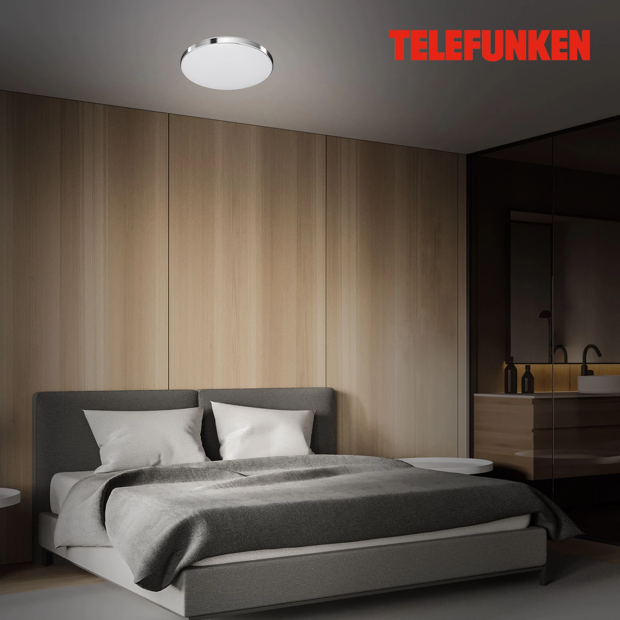 TELEFUNKEN Sensor LED Deckenleuchte, Ø 29 cm, 16 W, Weiß-Chrom