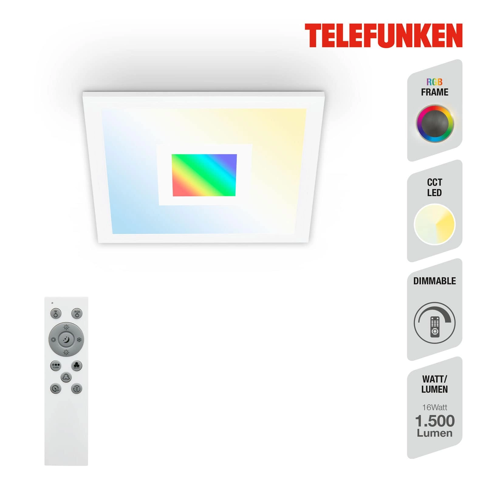 TELEFUNKEN LED Panel, Memory, Fernbedienung, RGB, Timer