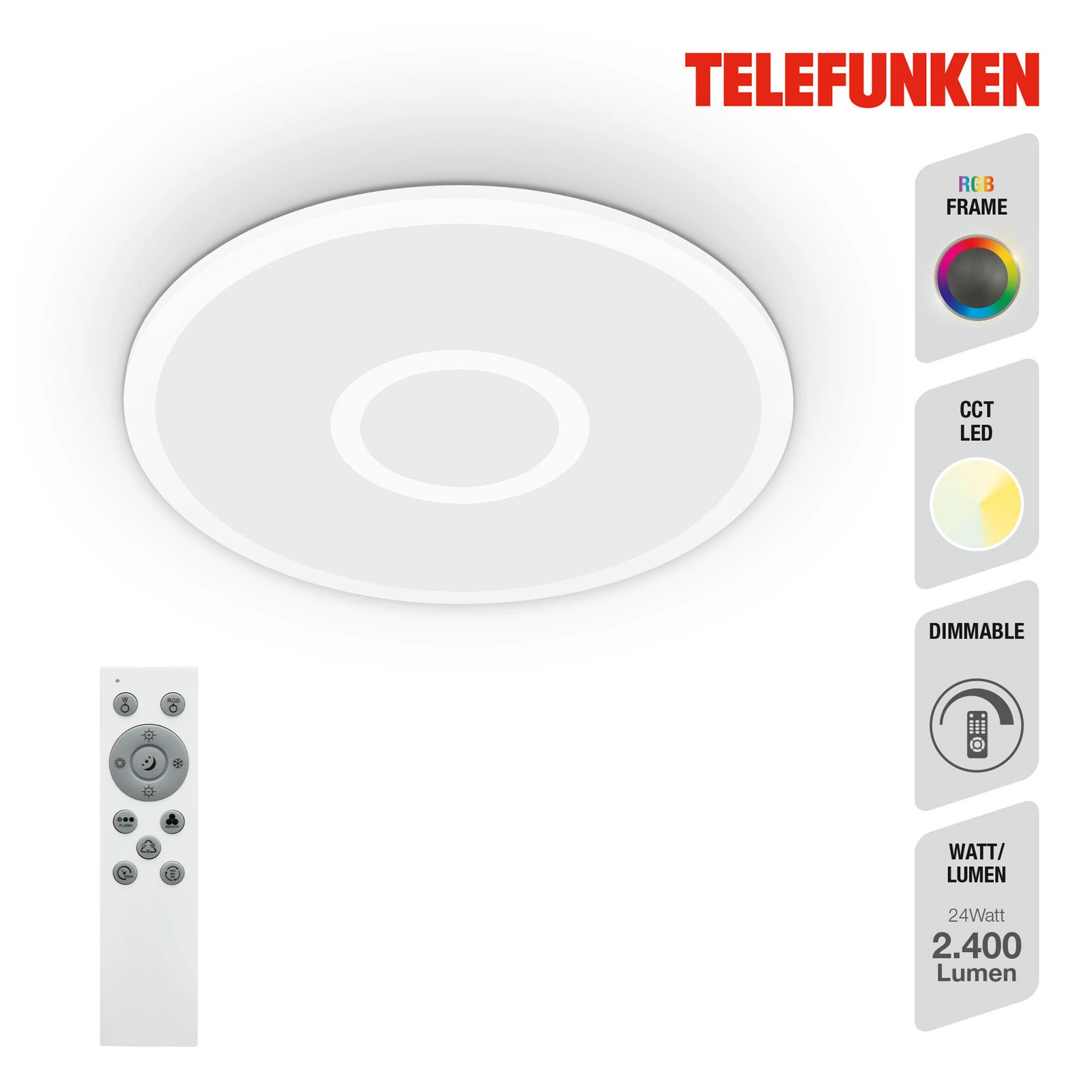 TELEFUNKEN LED Panel, Memory, Fernbedienung, RGB, Timer