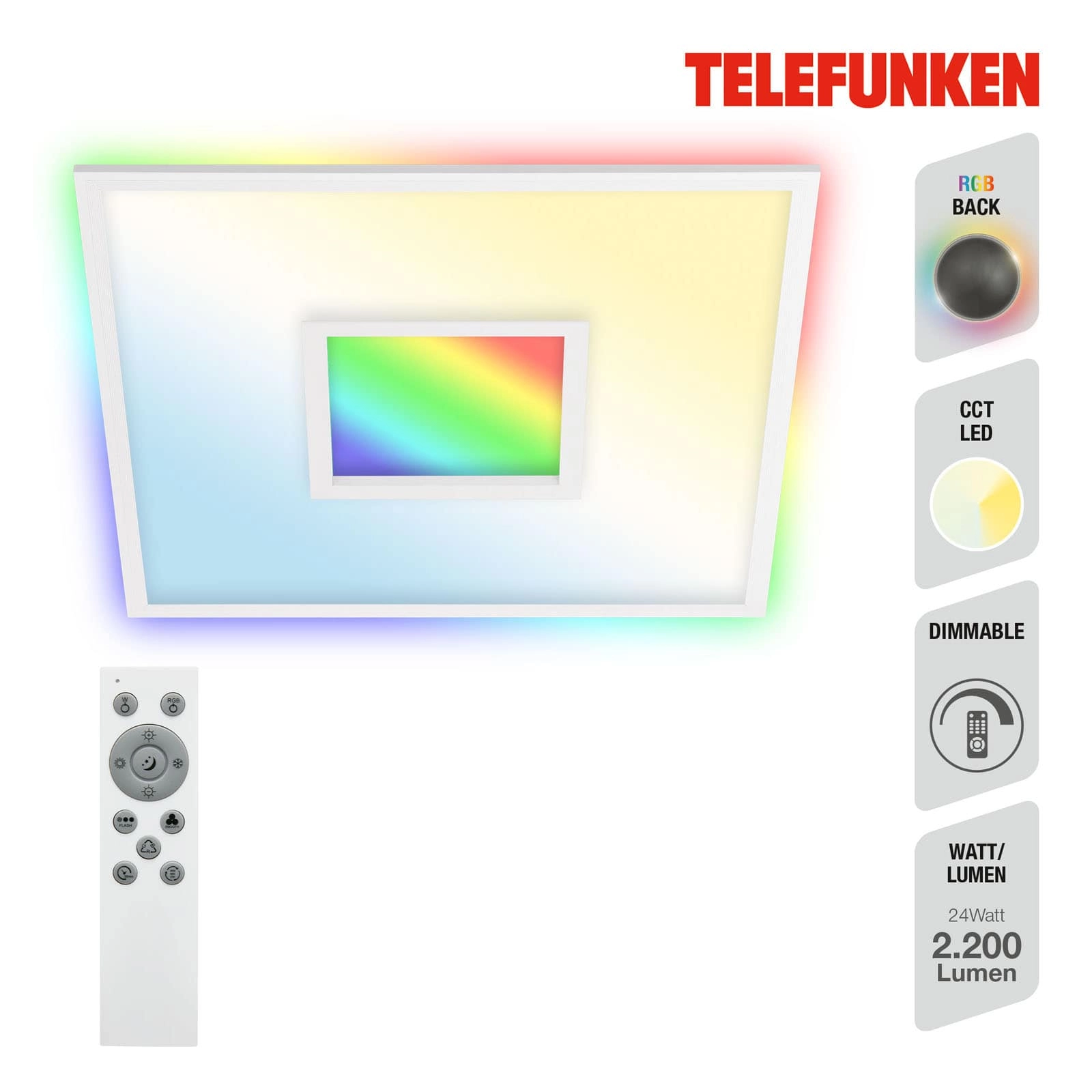 TELEFUNKEN LED Panel, Memory, Fernbedienung, RGB, Timer, Backlight