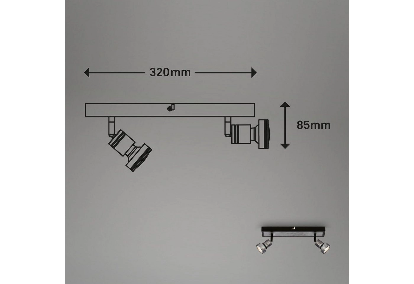 LED Spotleuchte, 32 cm, 2x GU10, 4,9 W, 460 lm, antik-silber