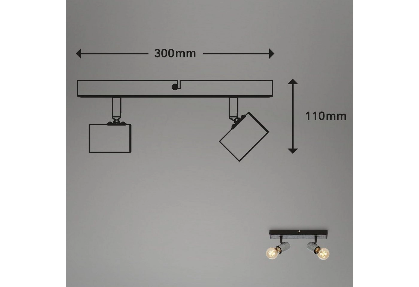 Spotleuchte, 19 cm, 2x E27, antik-silber