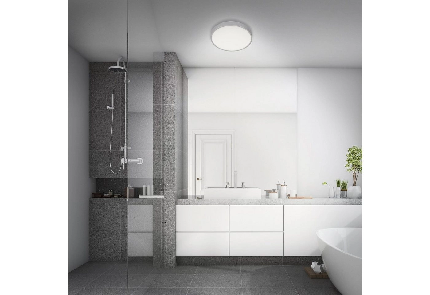 LED Deckenleuchte, Ø 29 cm, 15 W, Weiß-Chrom