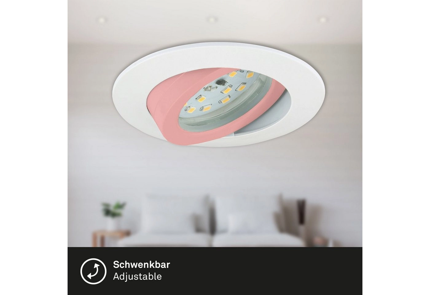 3er Set LED Einbauleuchte, Ø 8,2 cm, 5 W, Weiß