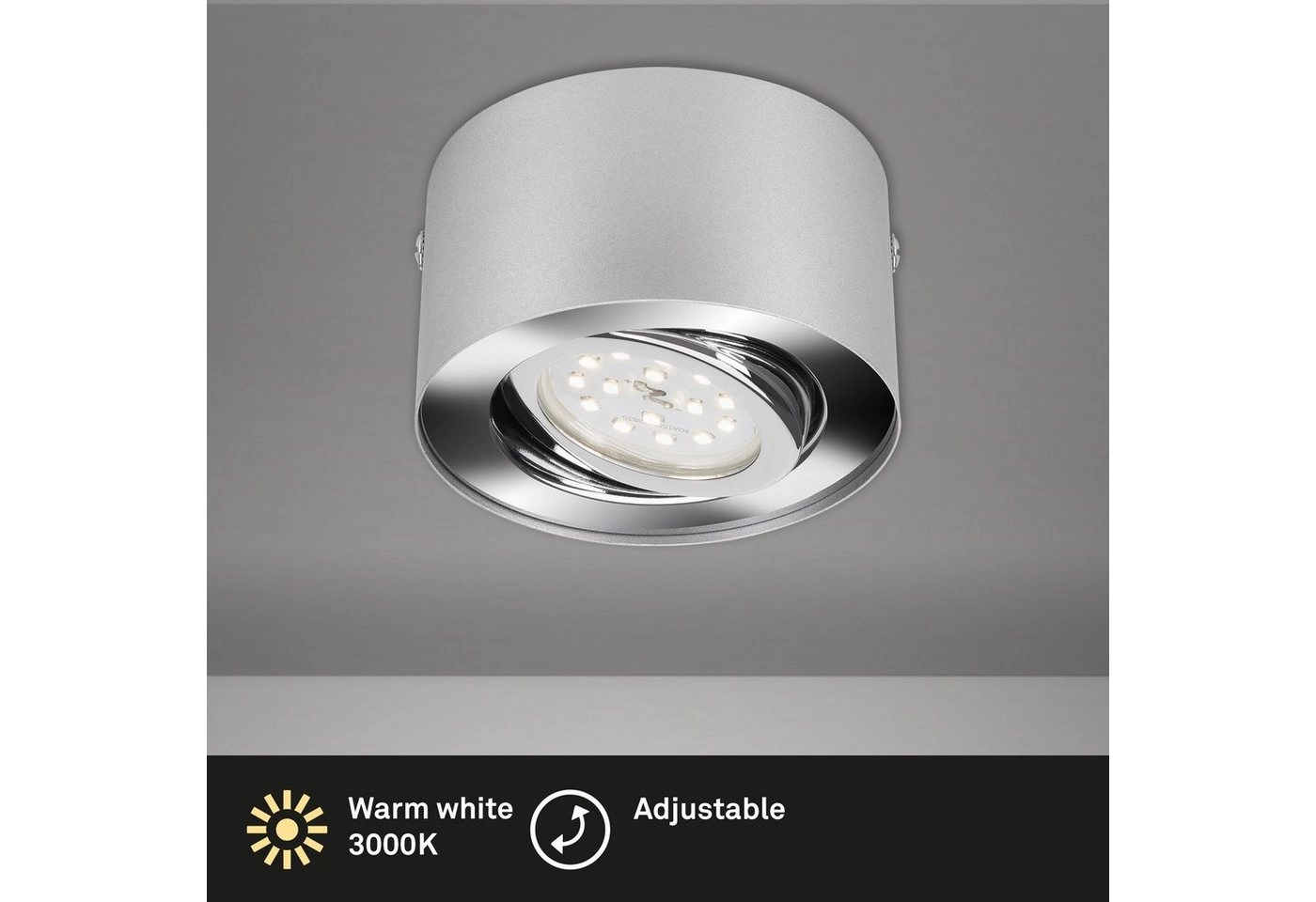 LED Aufbauleuchte, Ø 9 cm, 5 W, Silber