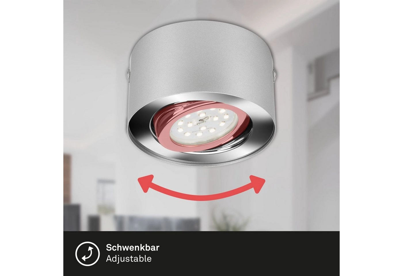 LED Aufbauleuchte, Ø 9 cm, 5 W, Silber