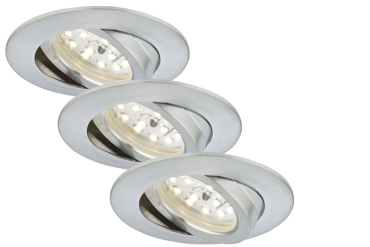 3er Set LED Einbauleuchte, Ø 8,2 cm, 5 W, Alu