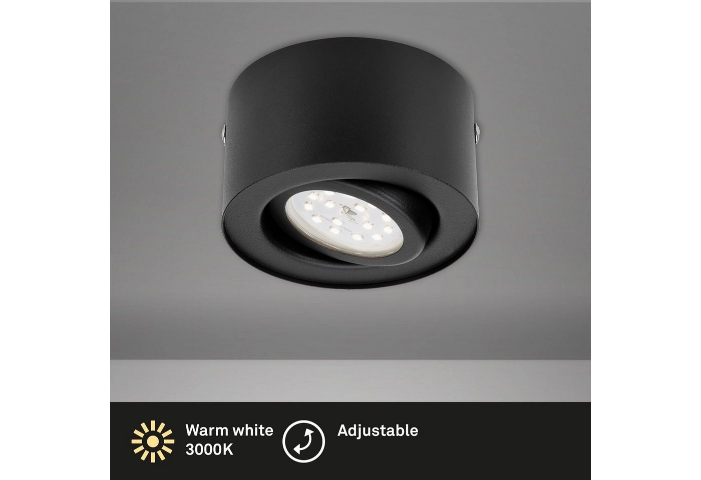 LED Aufbauleuchte, Ø 9 cm, 5 W, Schwarz