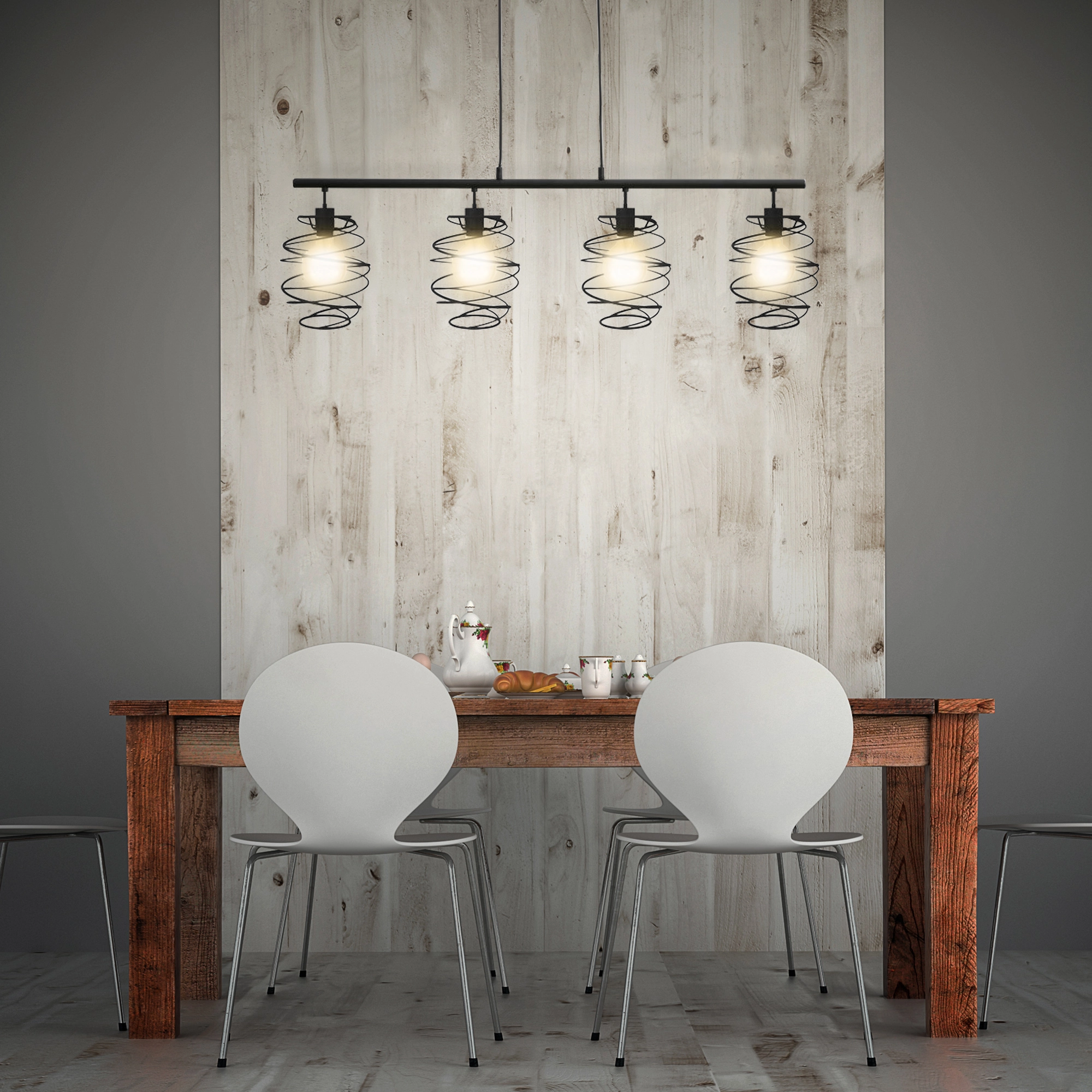 Pendelleuchte, 130 cm, max. 60 W, Schwarz