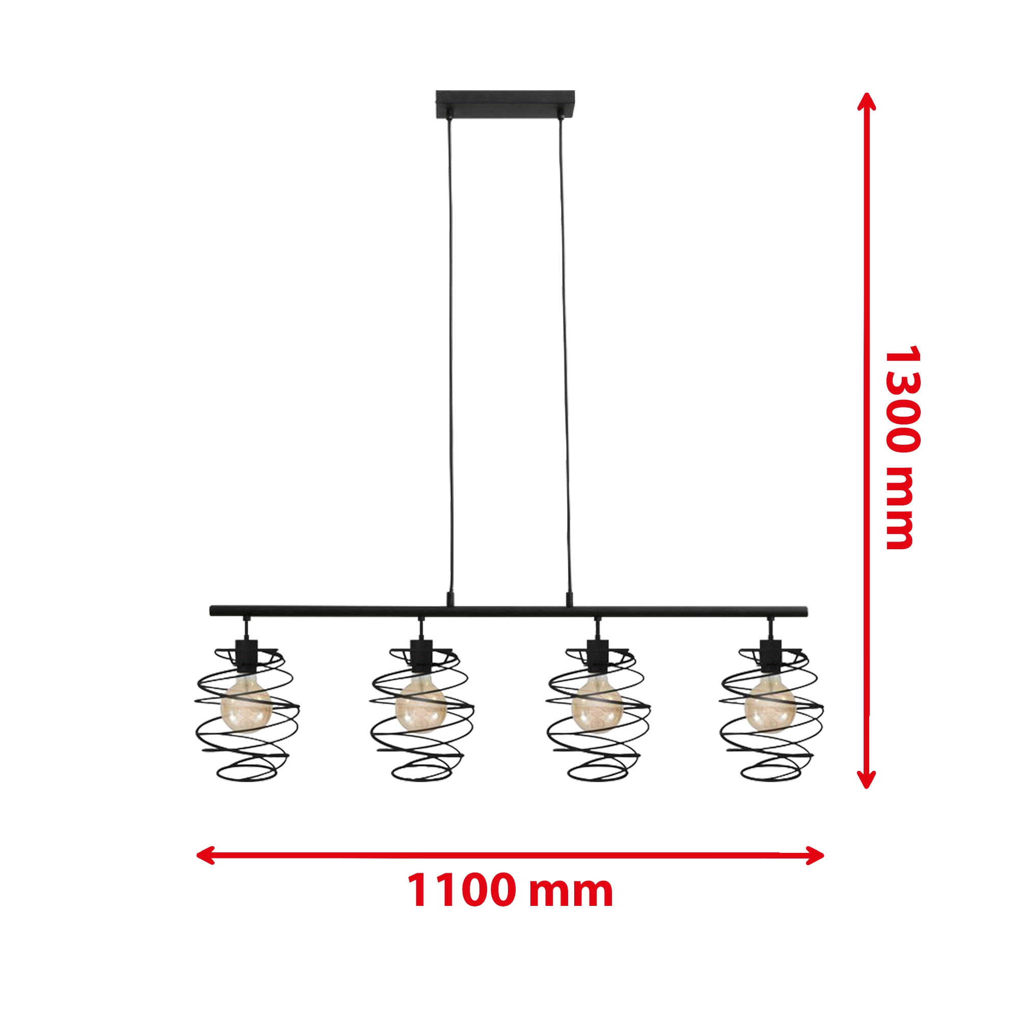 Pendelleuchte, 130 cm, max. 60 W, Schwarz